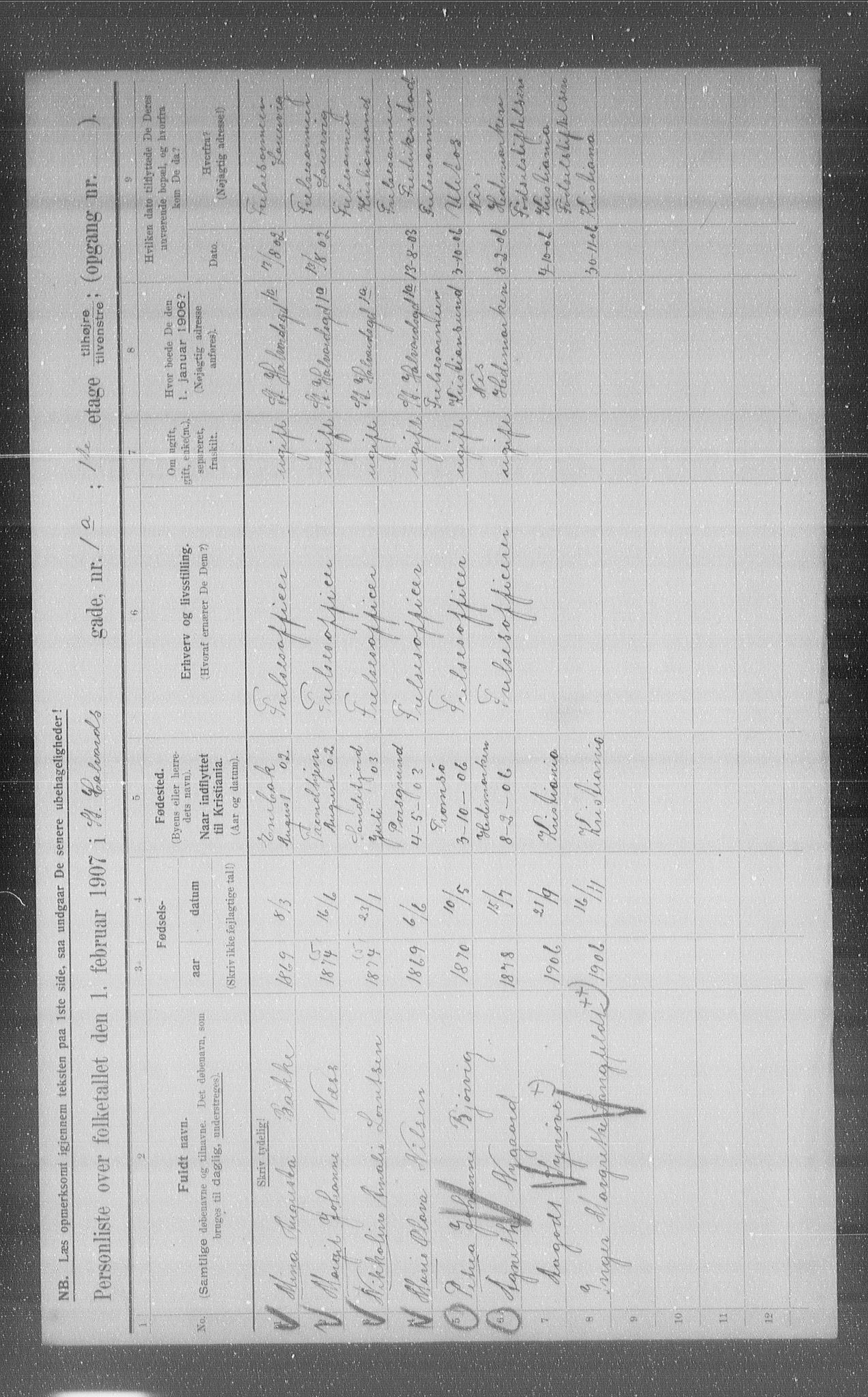 OBA, Municipal Census 1907 for Kristiania, 1907, p. 44701