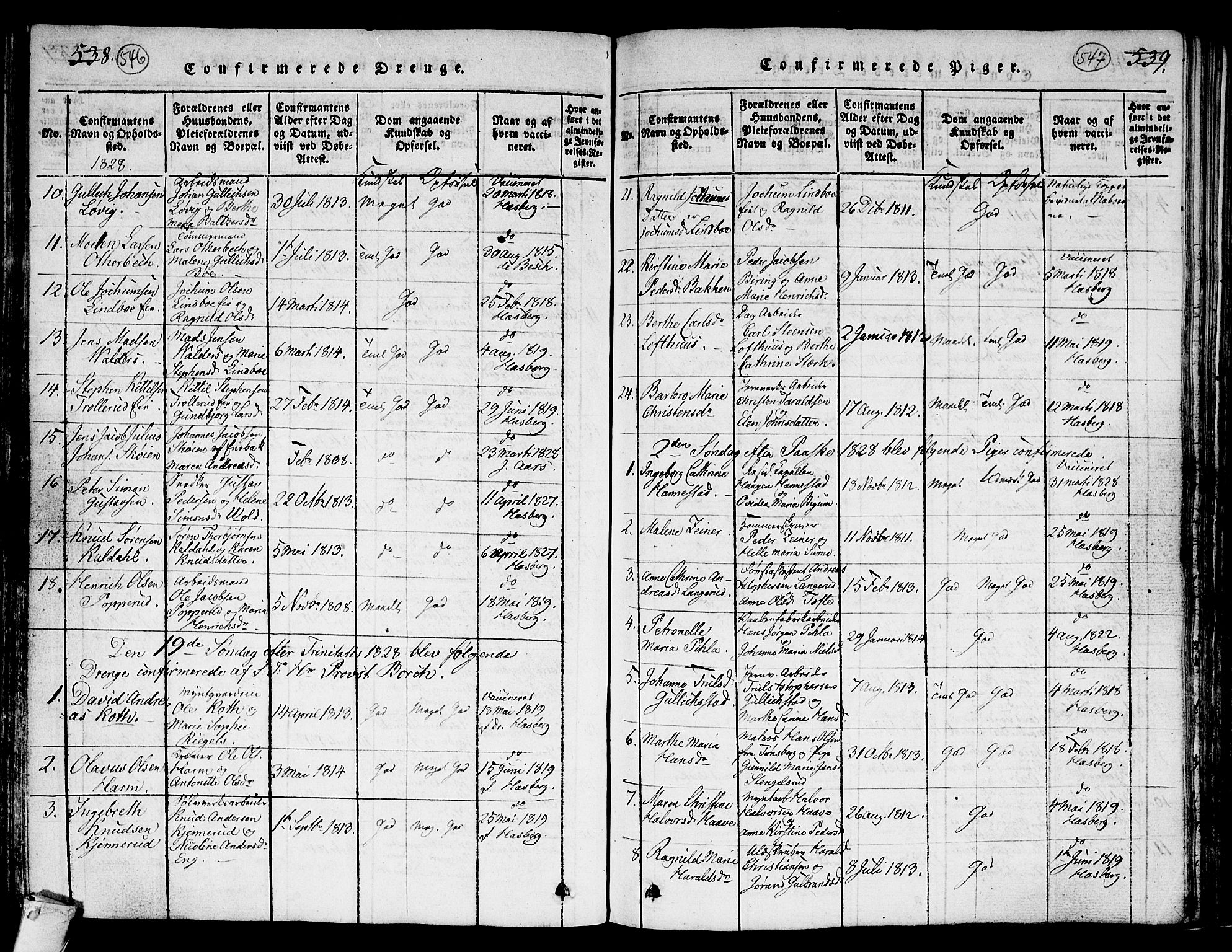 Kongsberg kirkebøker, AV/SAKO-A-22/G/Ga/L0001: Parish register (copy) no. 1, 1816-1839, p. 546-547