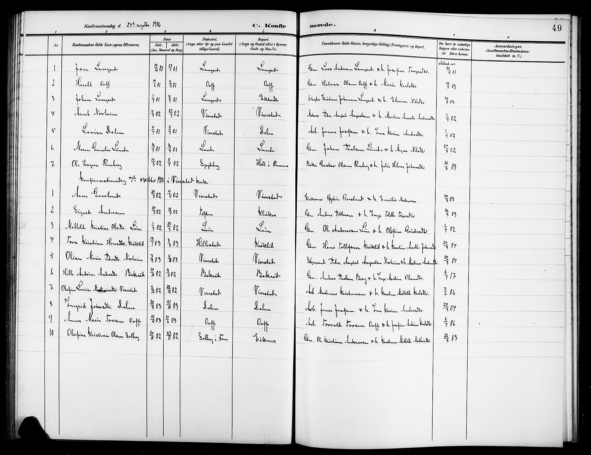 Ramnes kirkebøker, AV/SAKO-A-314/G/Gc/L0002: Parish register (copy) no. III 2, 1903-1924, p. 49