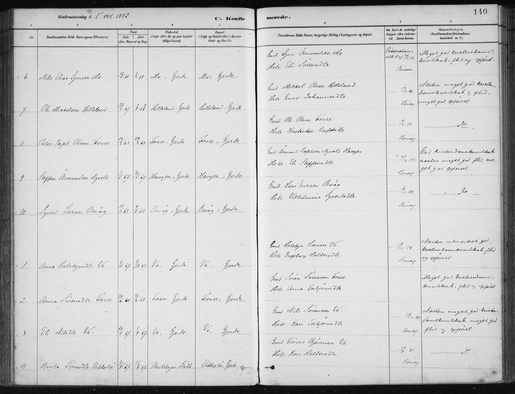 Etne sokneprestembete, AV/SAB-A-75001/H/Haa: Parish register (official) no. C  1, 1879-1919, p. 140