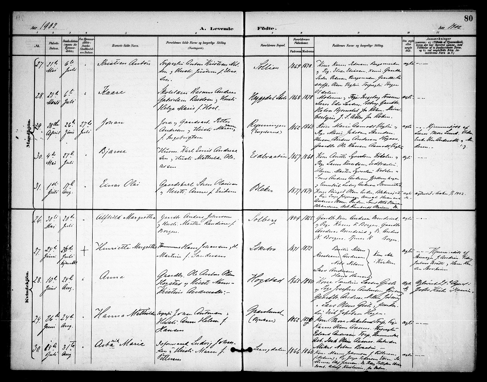 Asker prestekontor Kirkebøker, AV/SAO-A-10256a/F/Fa/L0015: Parish register (official) no. I 15, 1896-1915, p. 80