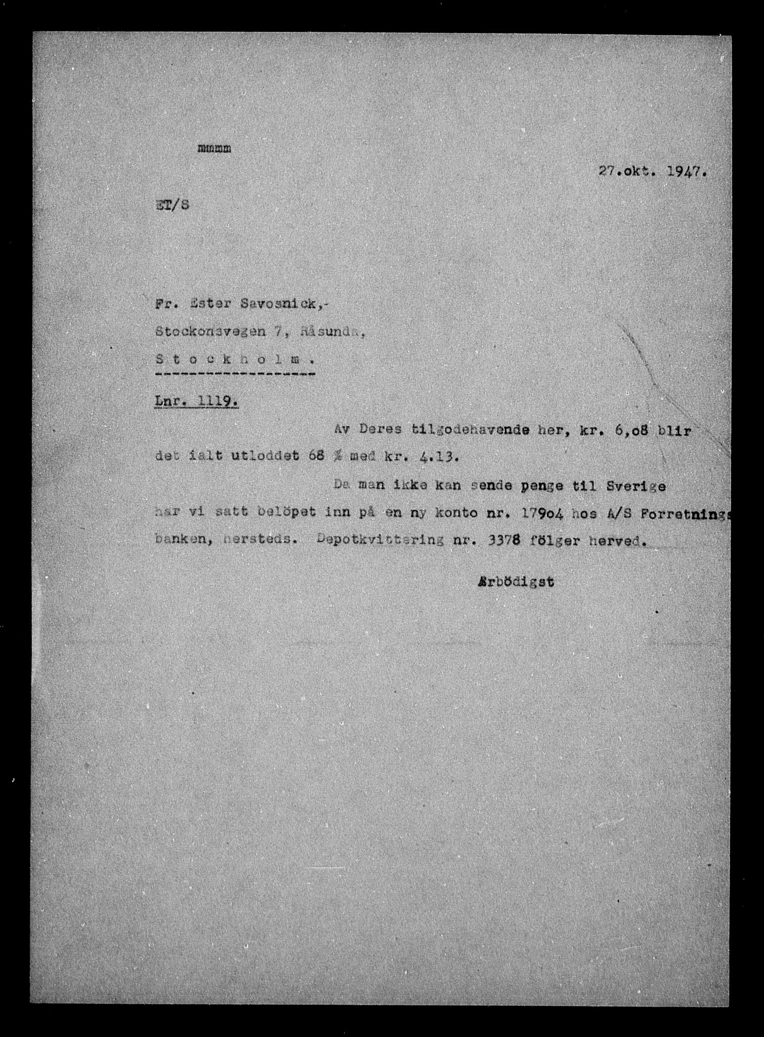 Justisdepartementet, Tilbakeføringskontoret for inndratte formuer, AV/RA-S-1564/H/Hc/Hca/L0908: --, 1945-1947, p. 10