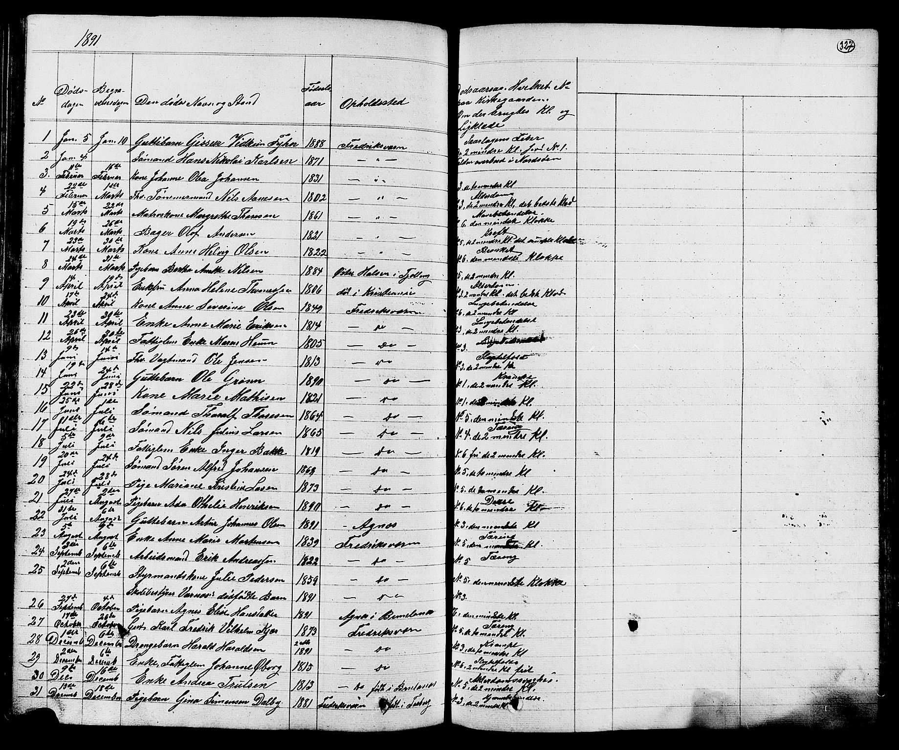 Stavern kirkebøker, SAKO/A-318/G/Ga/L0002: Parish register (copy) no. 2, 1839-1909, p. 327