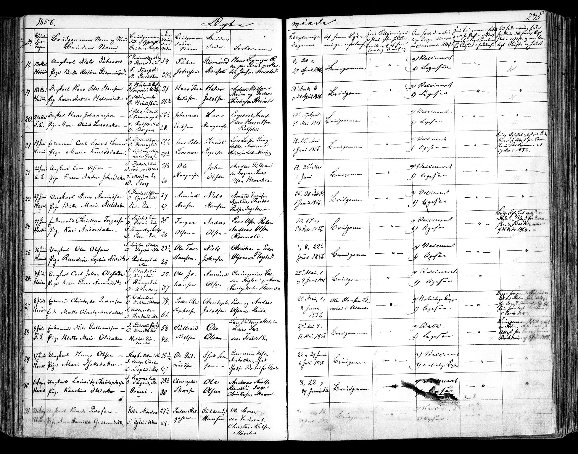 Nes prestekontor Kirkebøker, AV/SAO-A-10410/F/Fa/L0007: Parish register (official) no. I 7, 1846-1858, p. 275