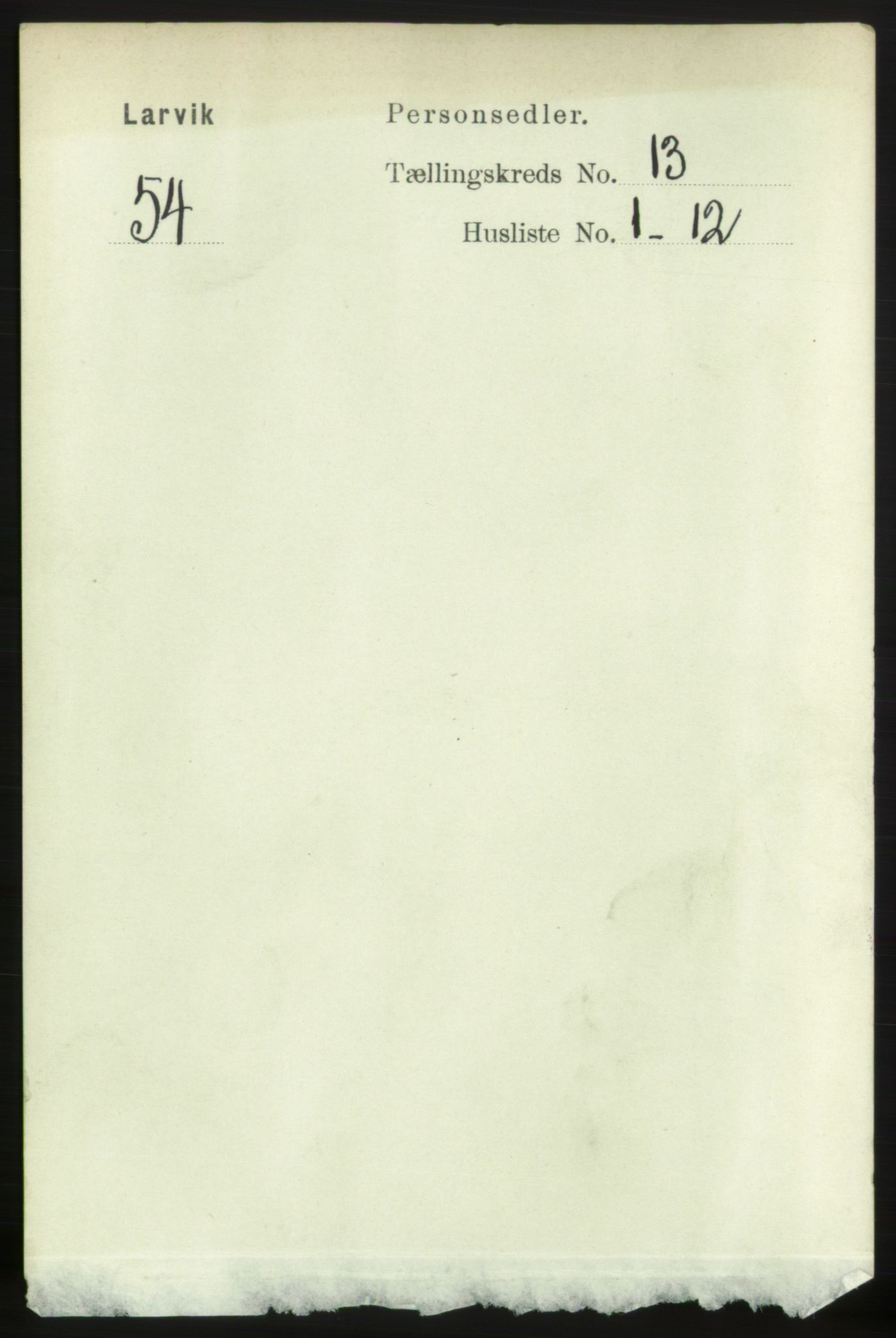 RA, 1891 census for 0707 Larvik, 1891, p. 10484