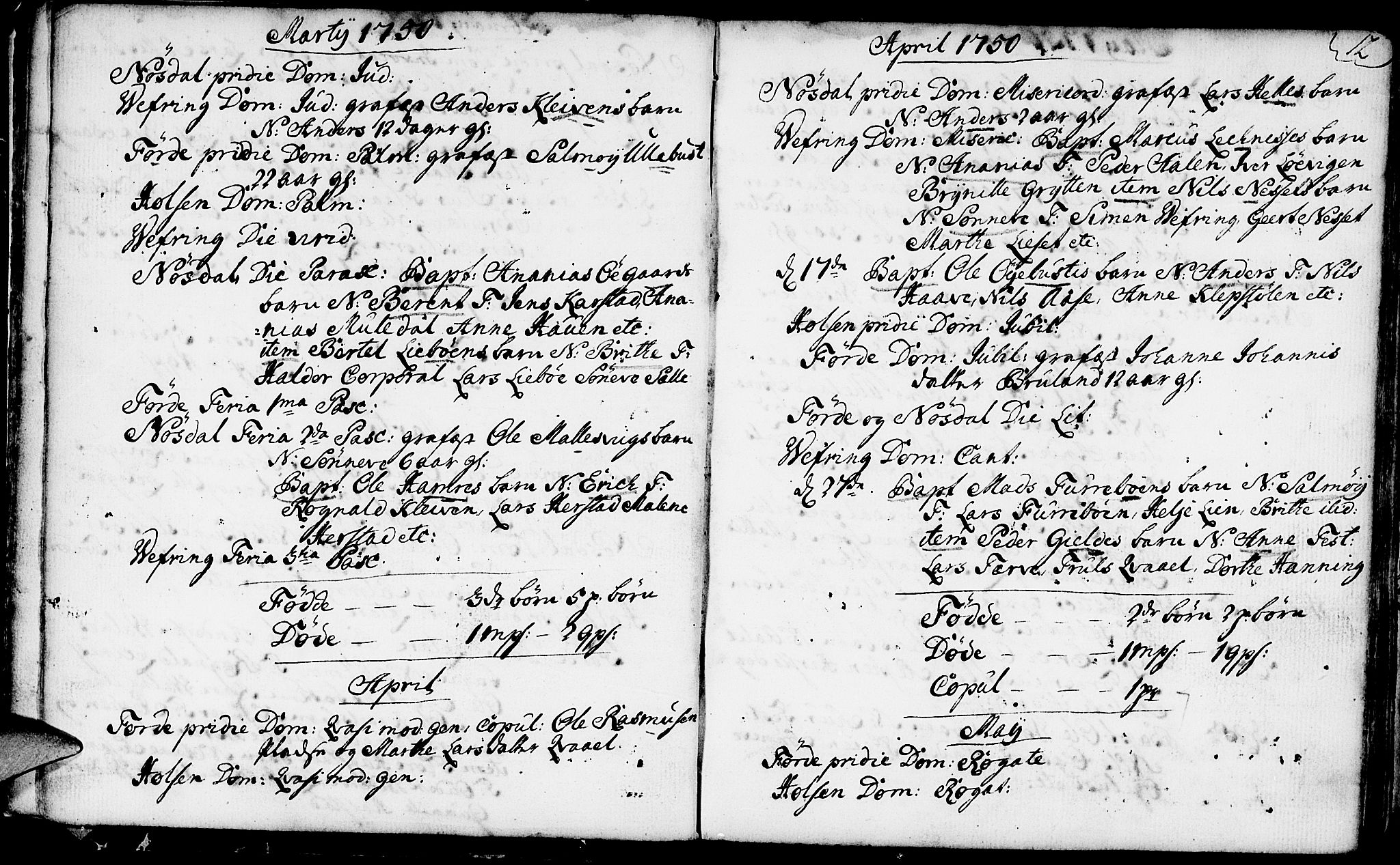 Førde sokneprestembete, AV/SAB-A-79901/H/Haa/Haaa/L0003: Parish register (official) no. A 3, 1749-1764, p. 12