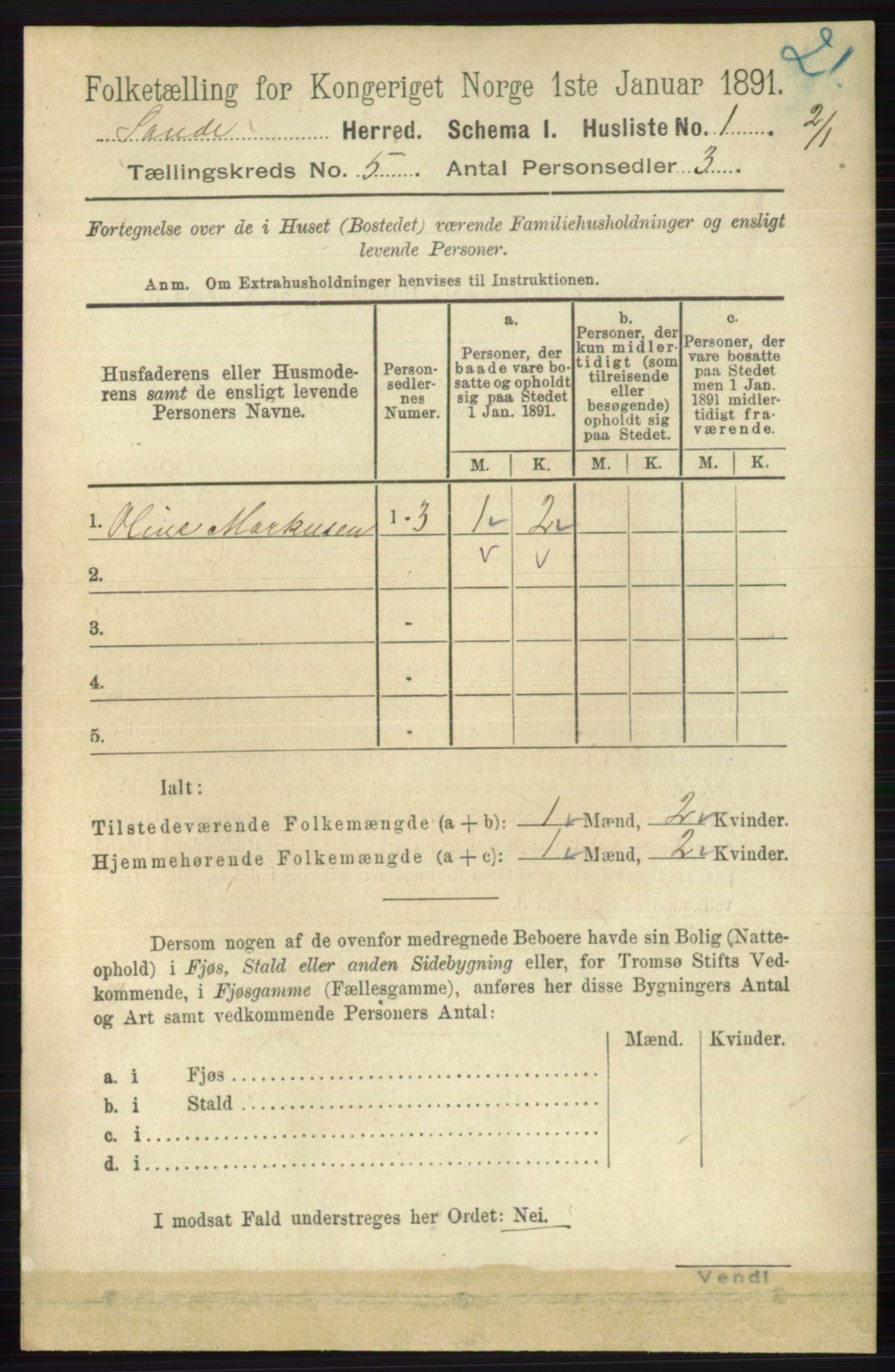 RA, 1891 census for 0713 Sande, 1891, p. 2059