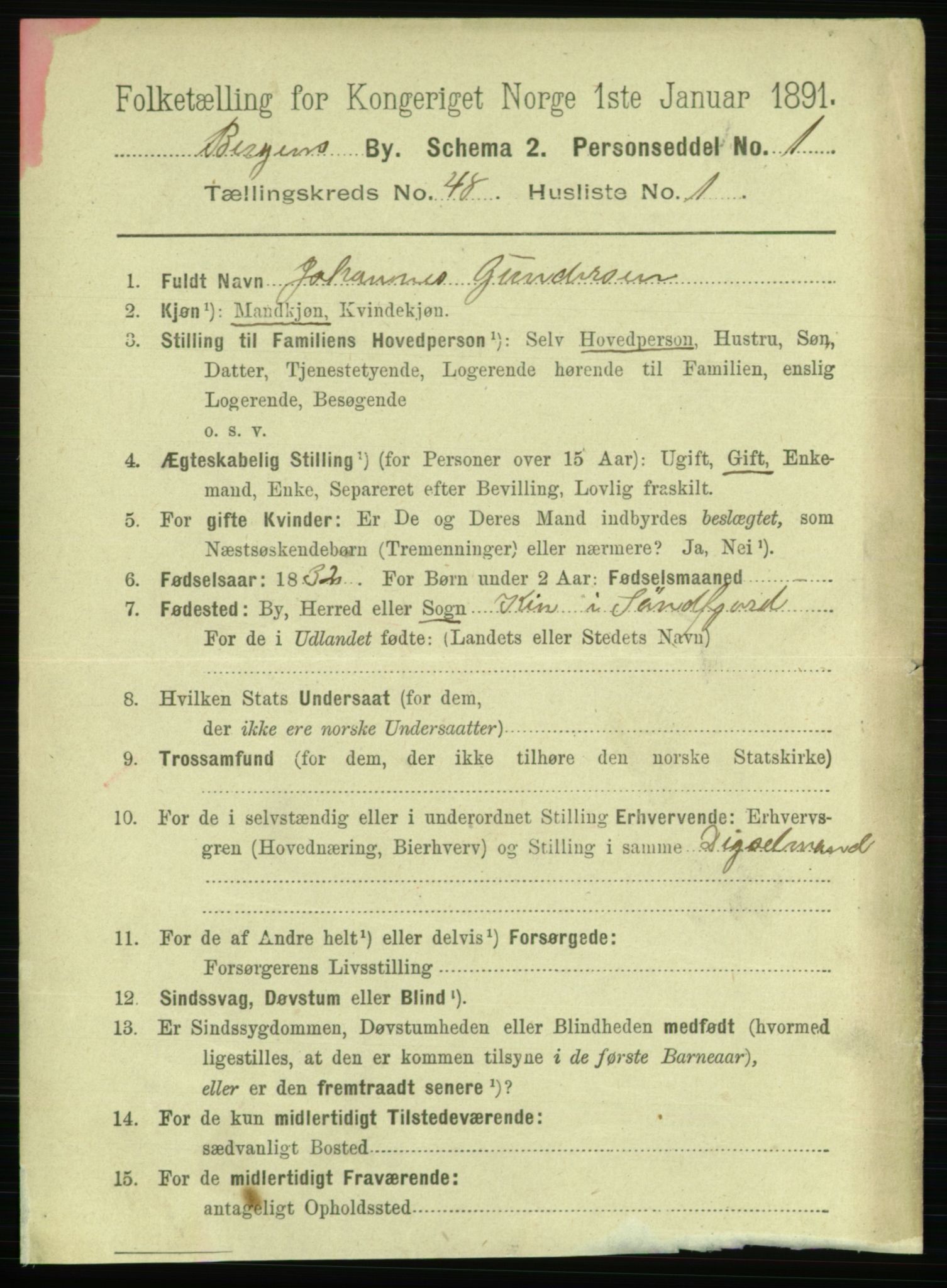 RA, 1891 Census for 1301 Bergen, 1891, p. 56903