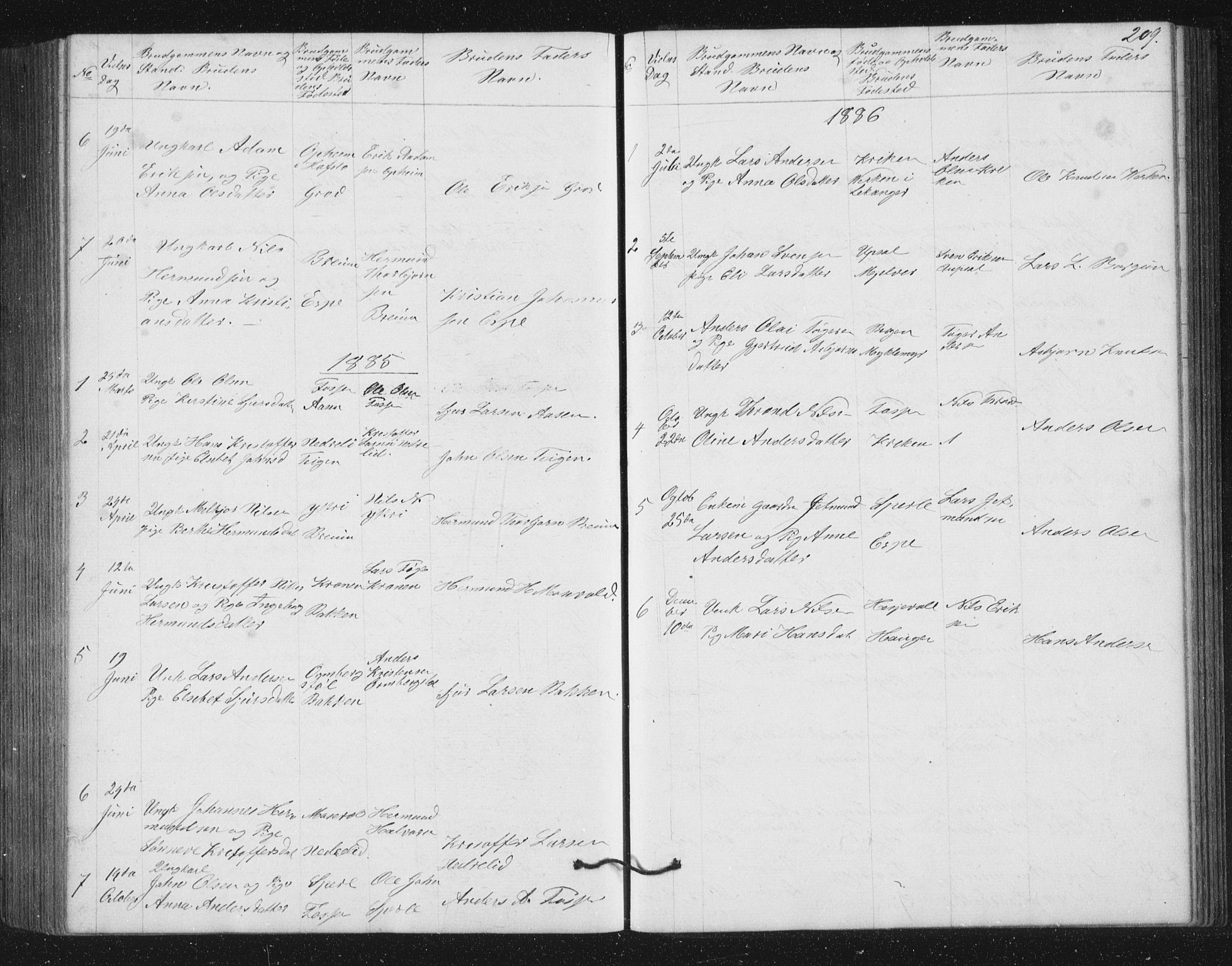 Jostedal sokneprestembete, SAB/A-80601/H/Hab/Haba/L0001: Parish register (copy) no. A 1, 1861-1906, p. 209