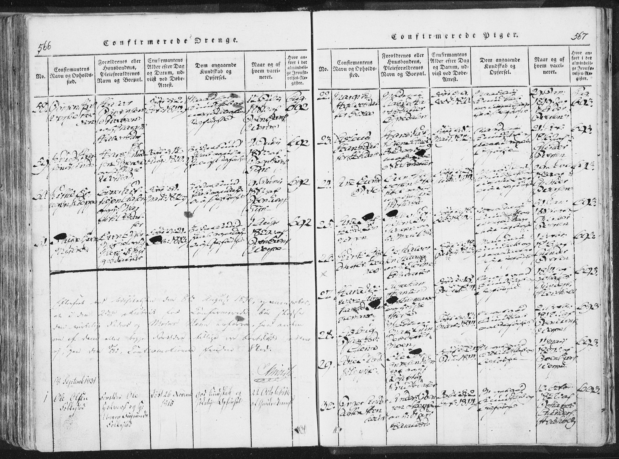 Bø kirkebøker, SAKO/A-257/F/Fa/L0006: Parish register (official) no. 6, 1815-1831, p. 566-567