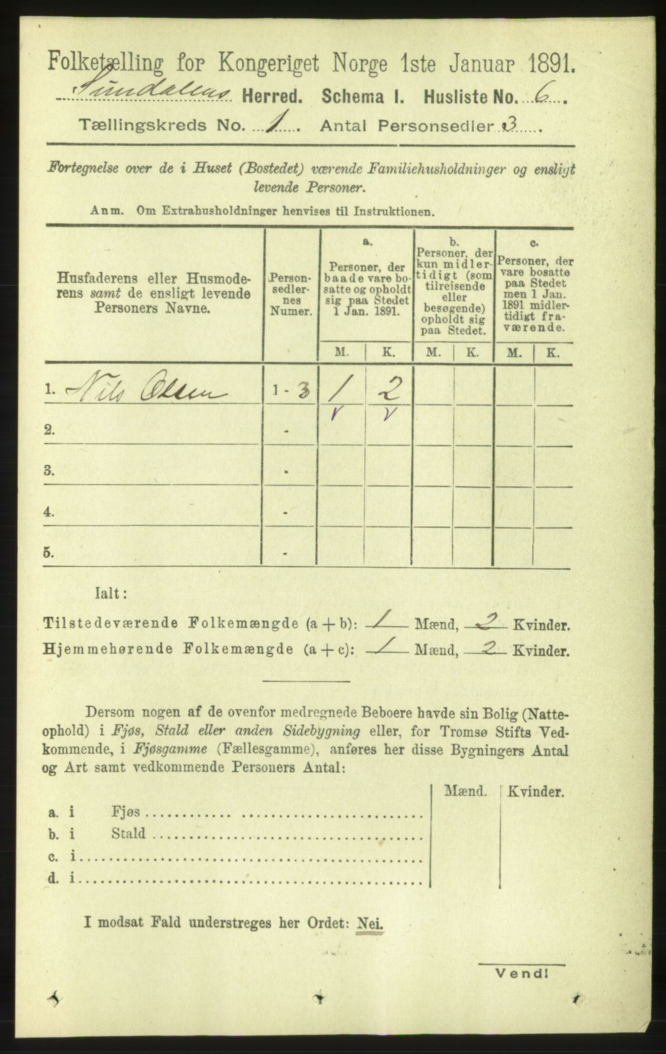 RA, 1891 census for 1563 Sunndal, 1891, p. 27