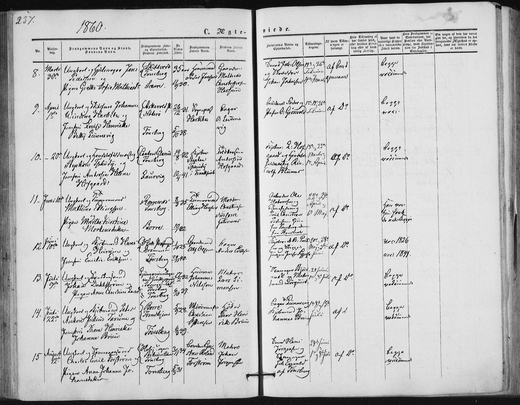 Tønsberg kirkebøker, SAKO/A-330/F/Fa/L0008: Parish register (official) no. I 8, 1855-1864, p. 237