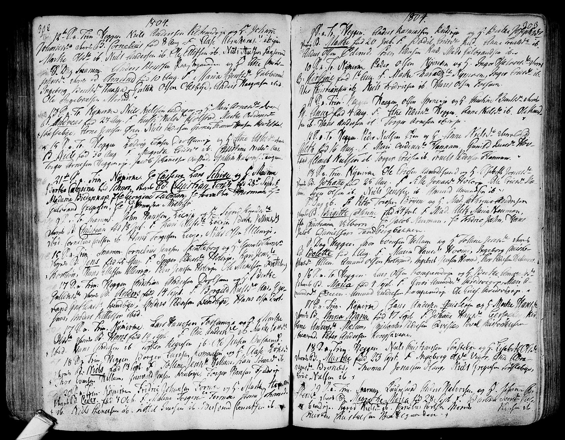 Modum kirkebøker, AV/SAKO-A-234/F/Fa/L0003: Parish register (official) no. 3, 1783-1819, p. 302-303