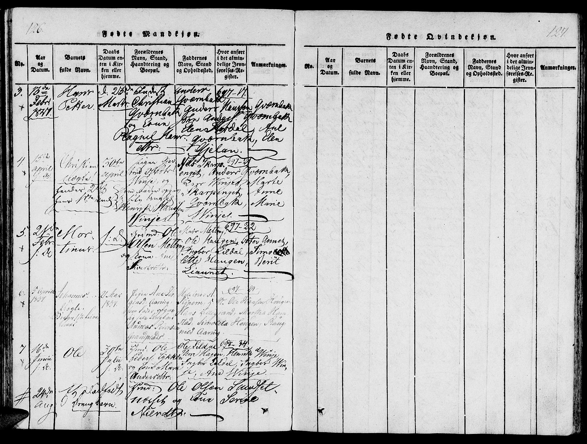 Ministerialprotokoller, klokkerbøker og fødselsregistre - Nord-Trøndelag, AV/SAT-A-1458/733/L0322: Parish register (official) no. 733A01, 1817-1842, p. 126-127