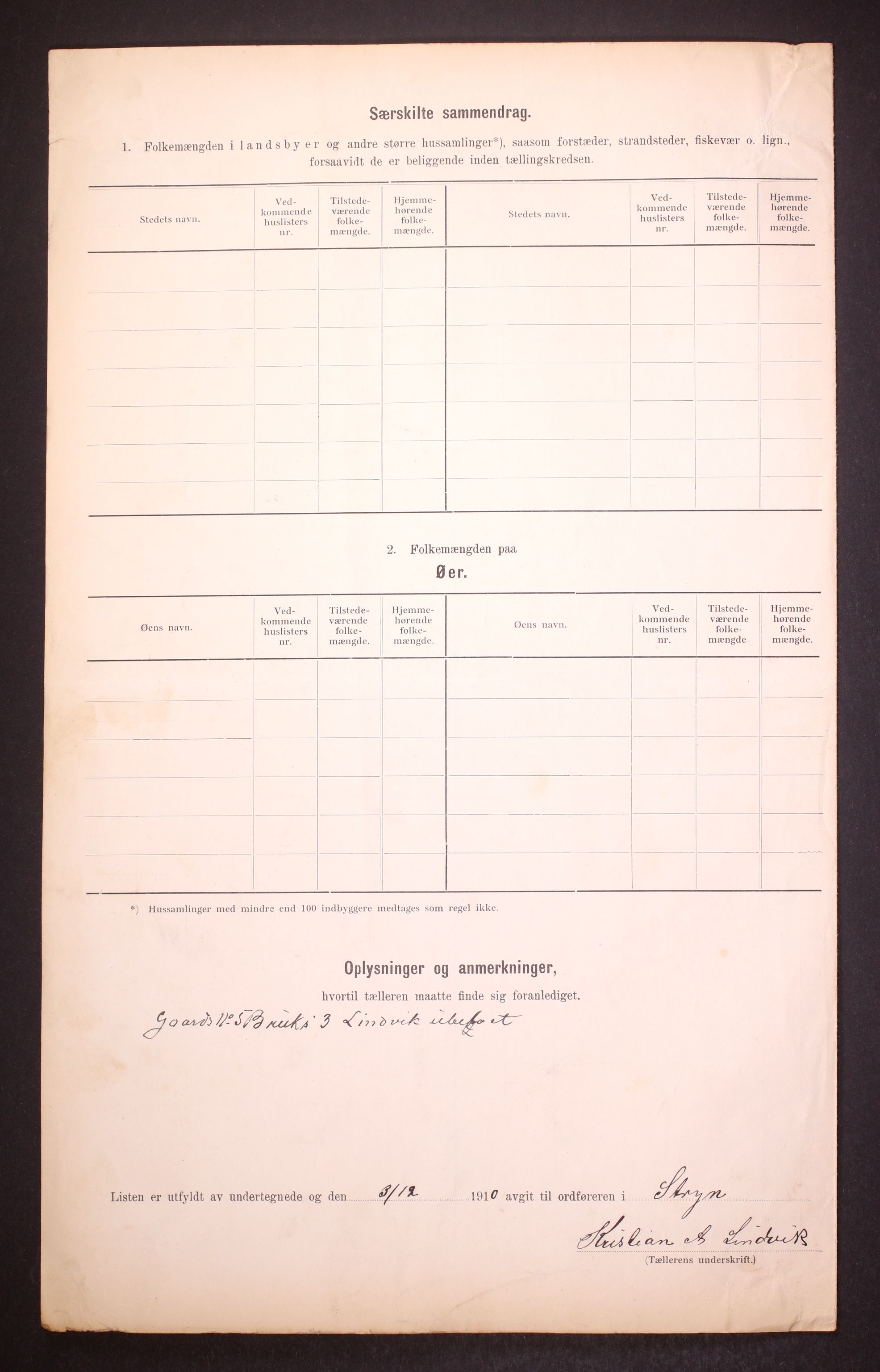 RA, 1910 census for Stryn, 1910, p. 6