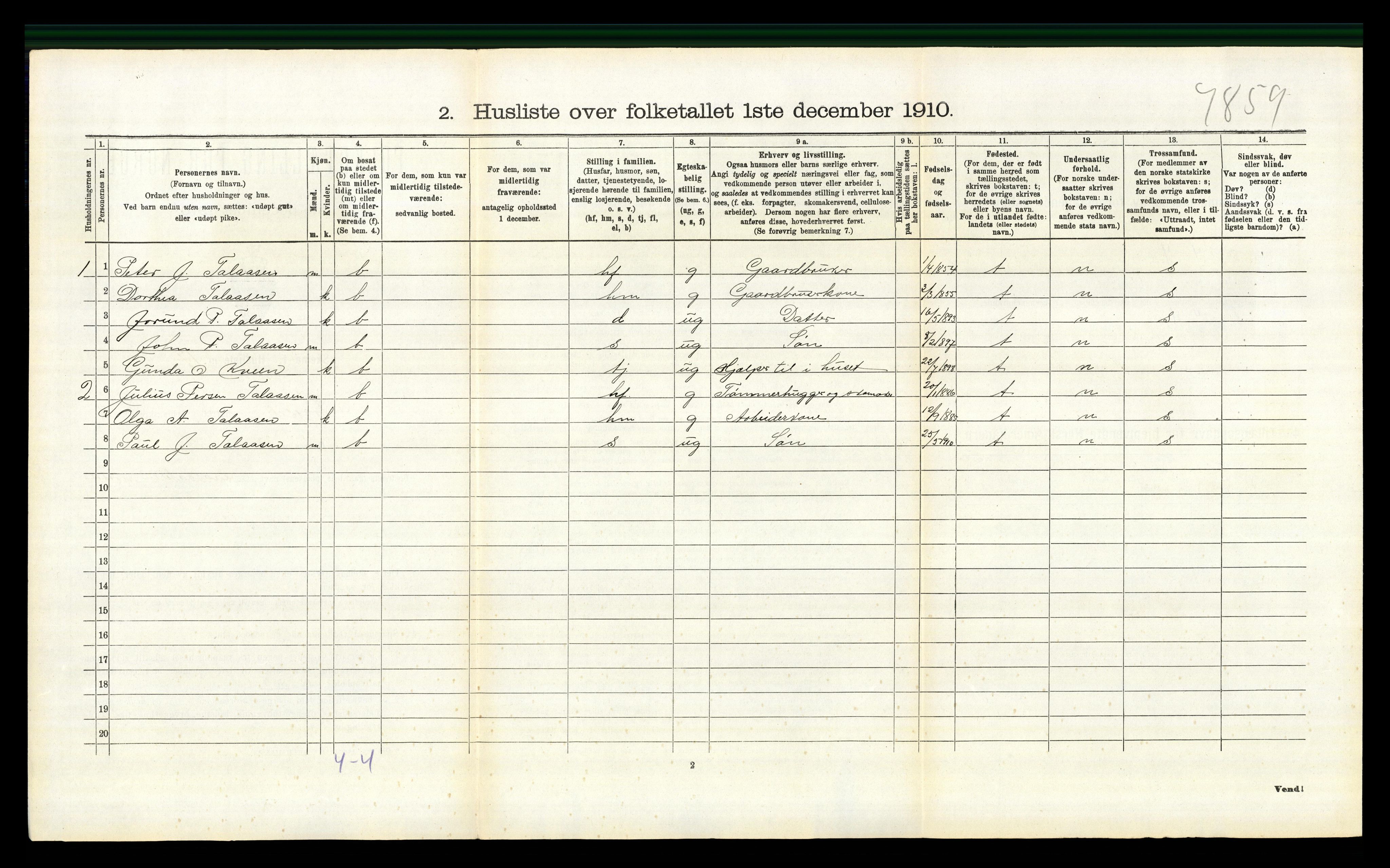 RA, 1910 census for Trysil, 1910, p. 1344
