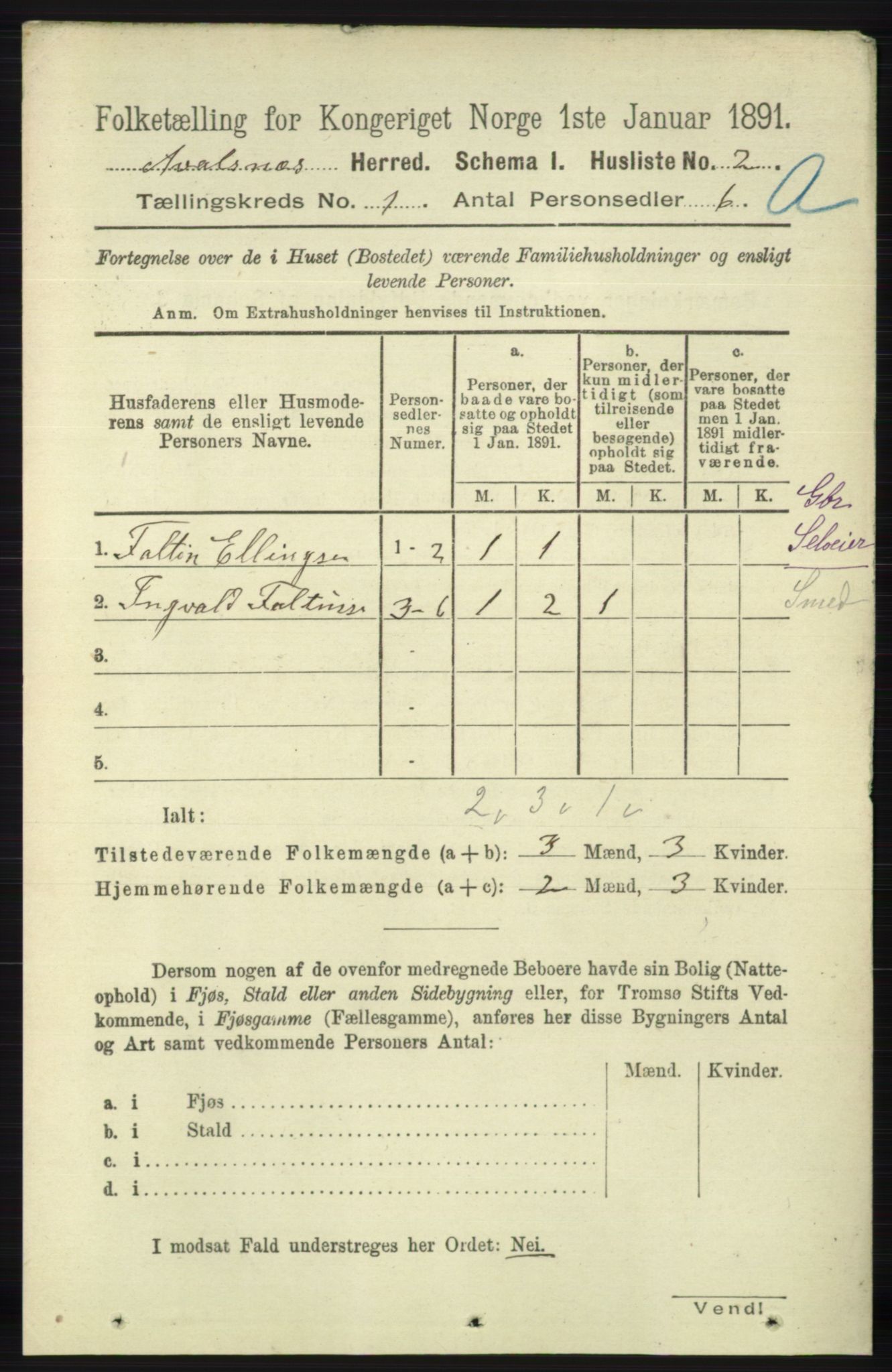 RA, 1891 census for 1147 Avaldsnes, 1891, p. 50