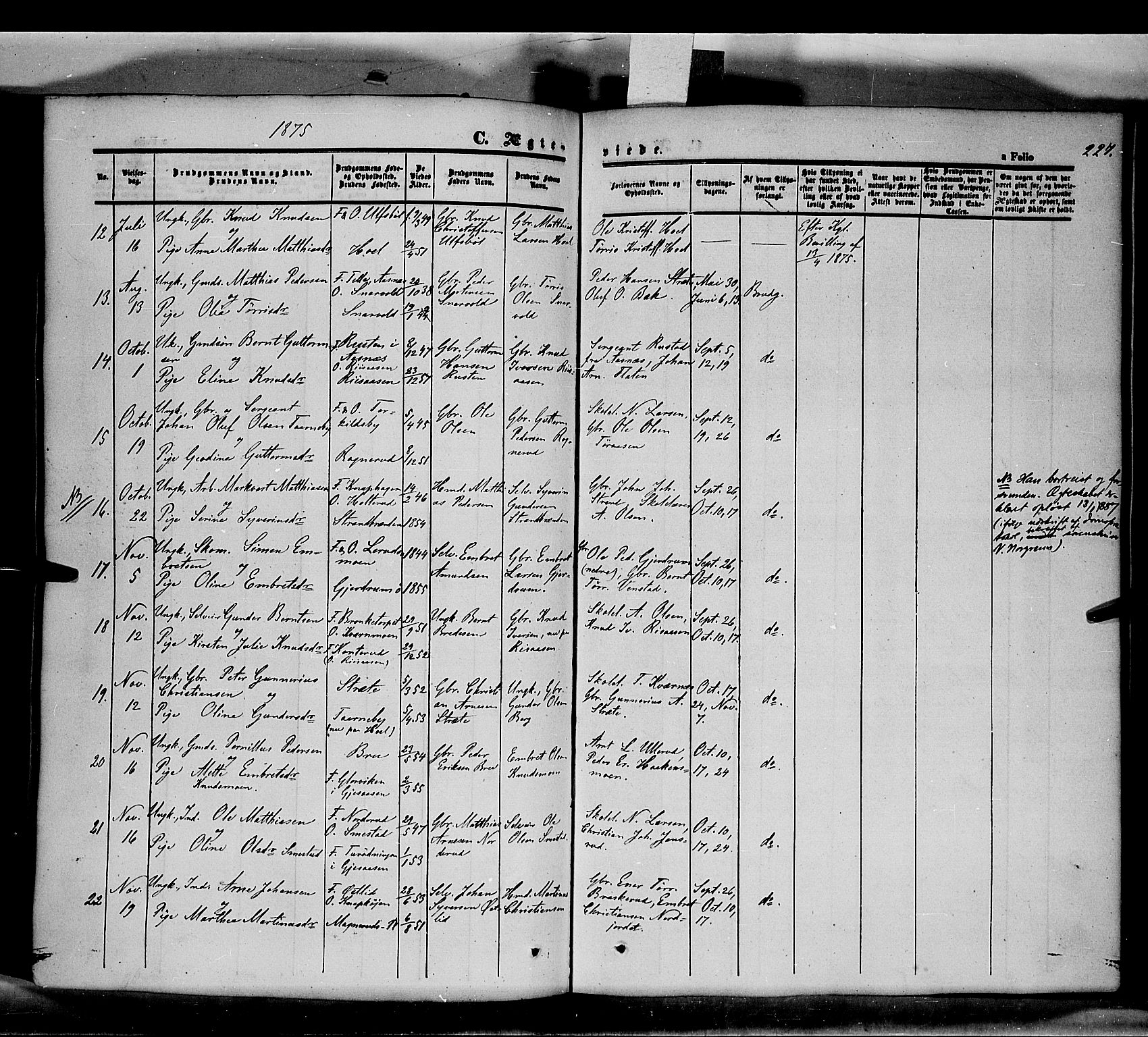 Våler prestekontor, Hedmark, AV/SAH-PREST-040/H/Ha/Haa/L0001: Parish register (official) no. 1, 1849-1878, p. 227