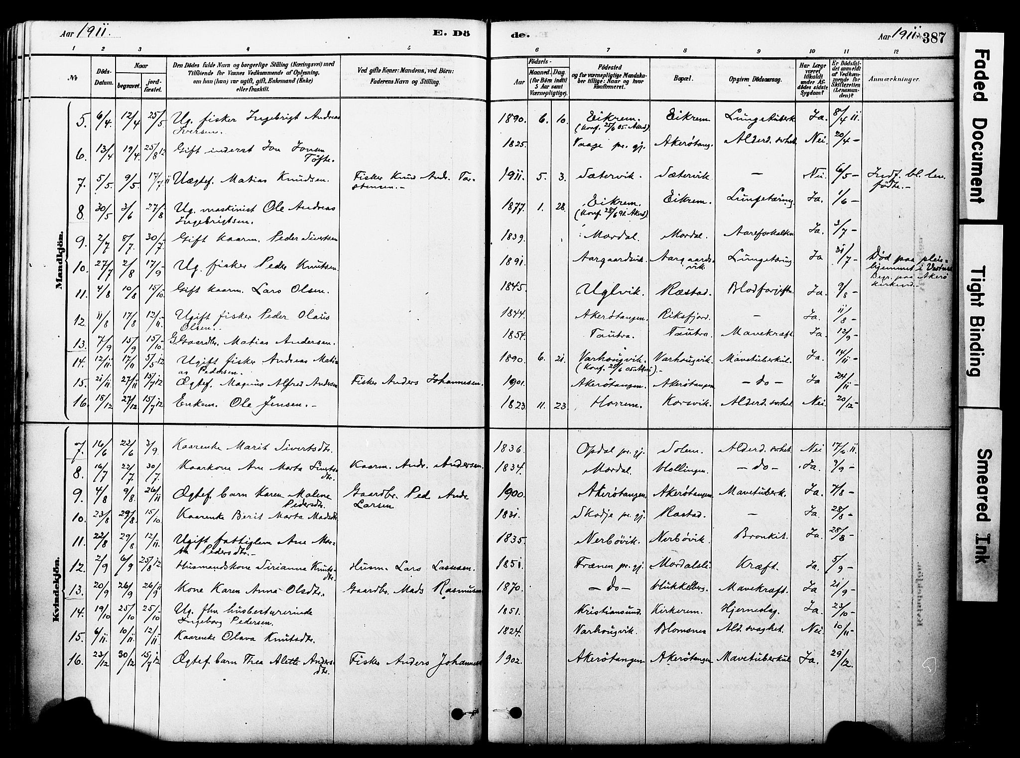 Ministerialprotokoller, klokkerbøker og fødselsregistre - Møre og Romsdal, AV/SAT-A-1454/560/L0721: Parish register (official) no. 560A05, 1878-1917, p. 387