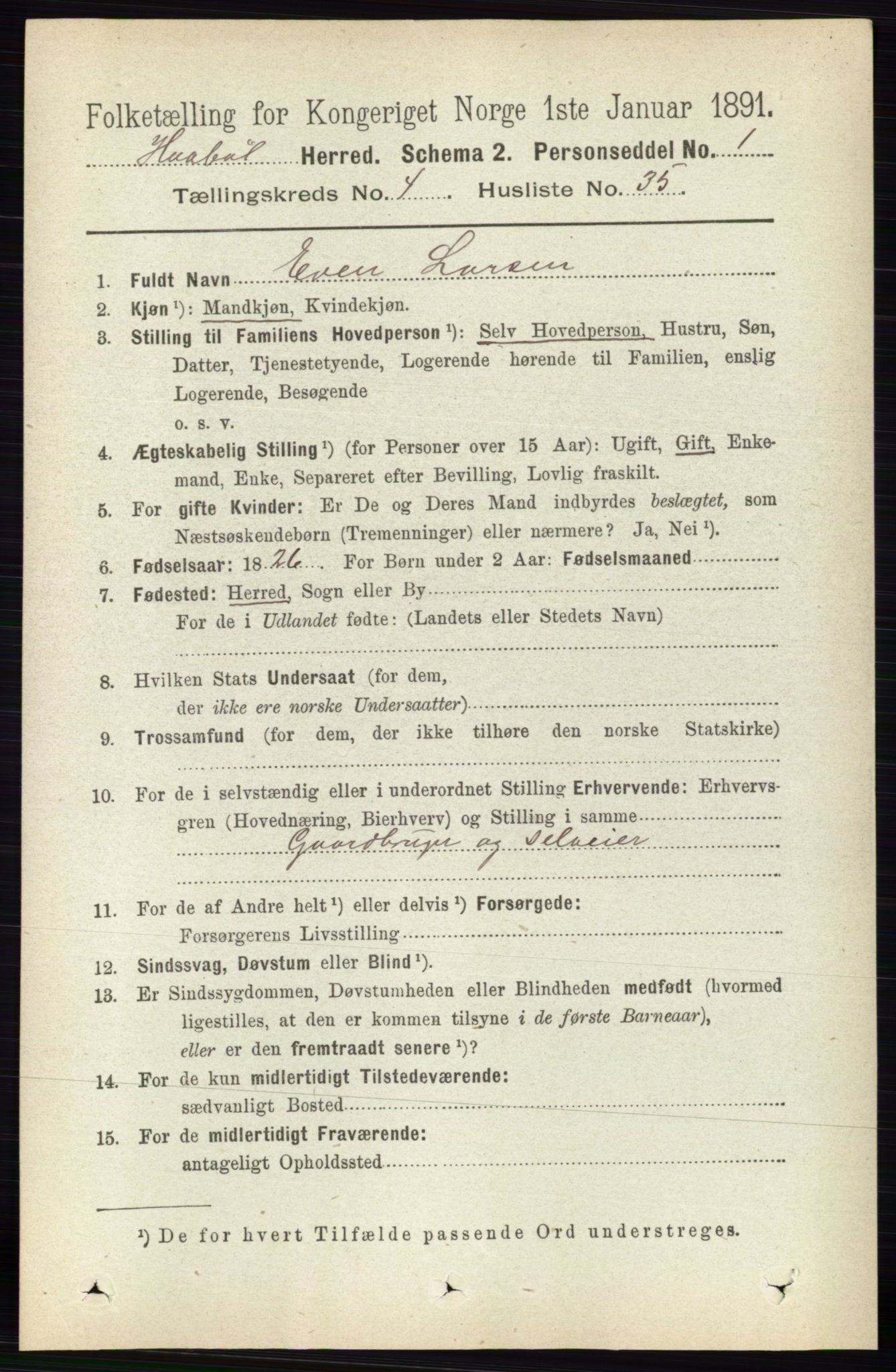 RA, 1891 census for 0138 Hobøl, 1891, p. 2615