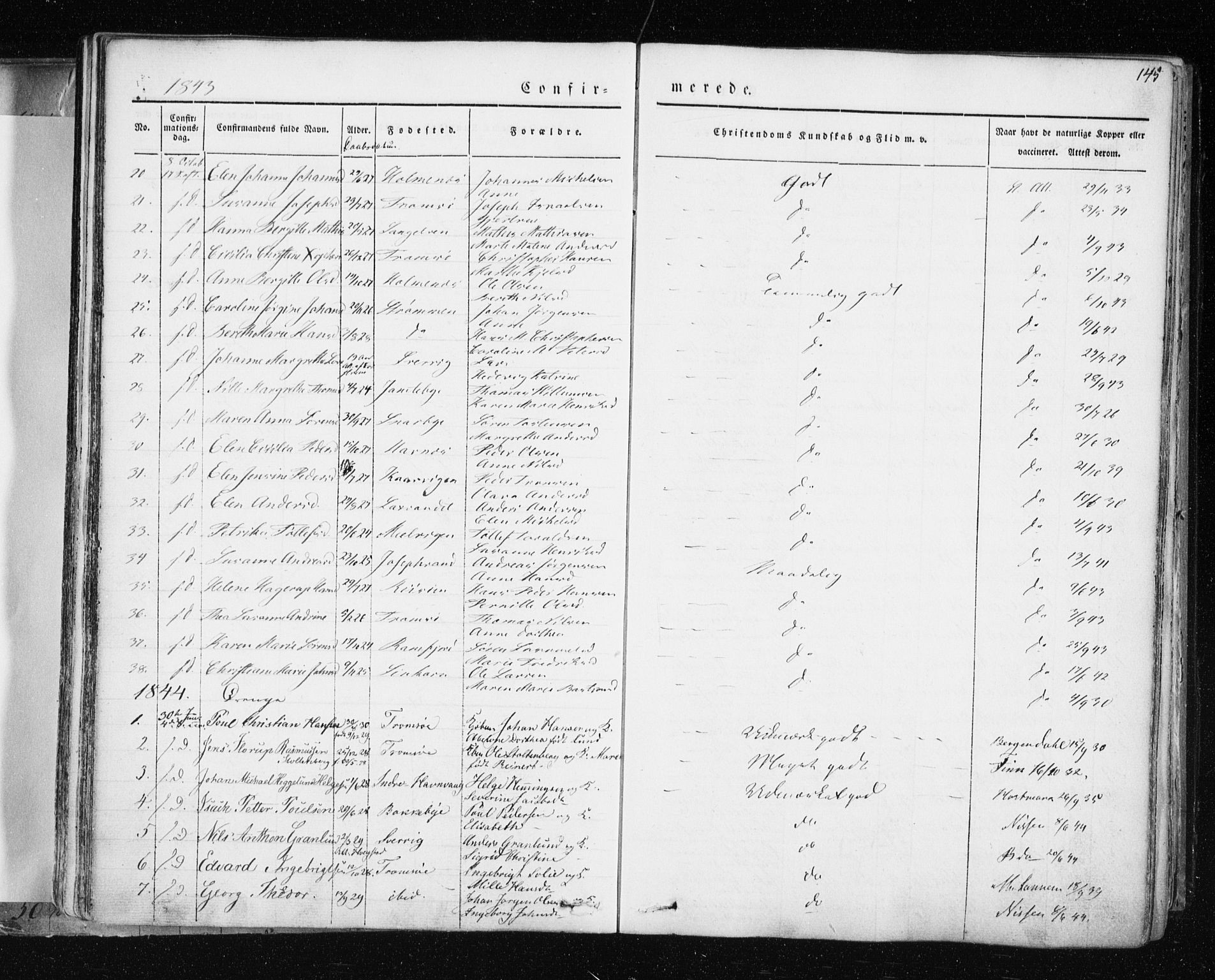 Tromsø sokneprestkontor/stiftsprosti/domprosti, SATØ/S-1343/G/Ga/L0009kirke: Parish register (official) no. 9, 1837-1847, p. 145