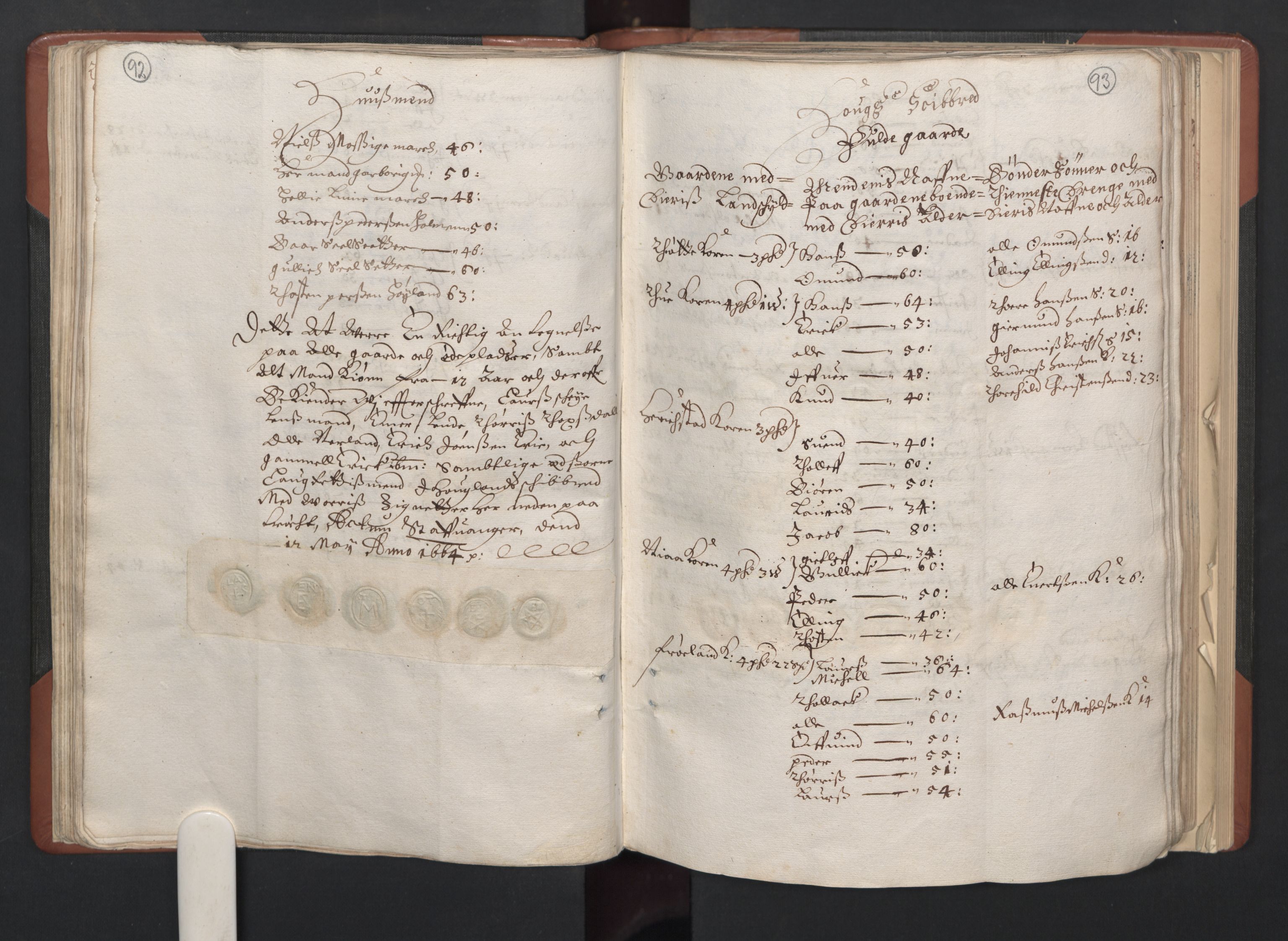 RA, Bailiff's Census 1664-1666, no. 11: Jæren and Dalane fogderi, 1664, p. 92-93