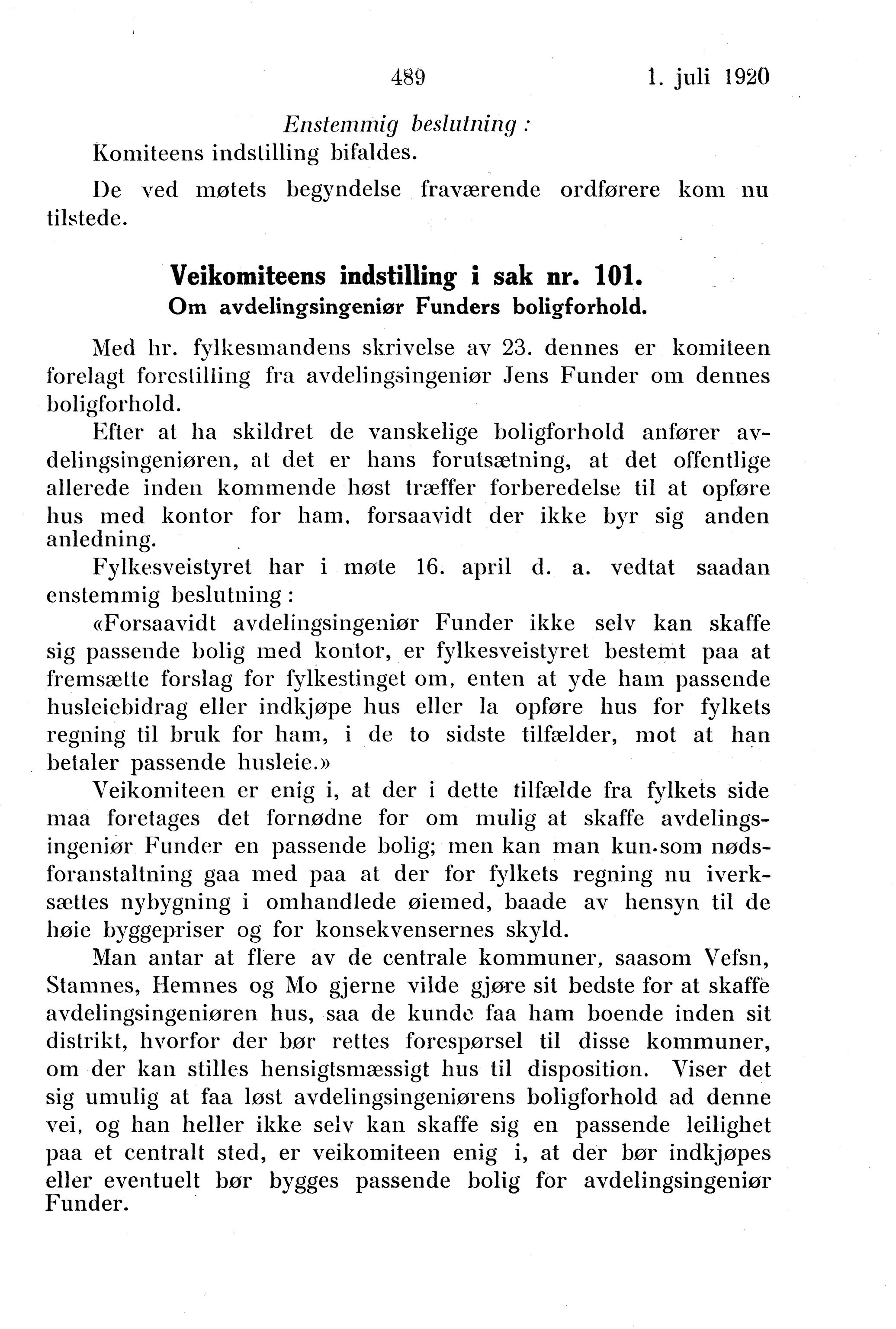 Nordland Fylkeskommune. Fylkestinget, AIN/NFK-17/176/A/Ac/L0043: Fylkestingsforhandlinger 1920, 1920