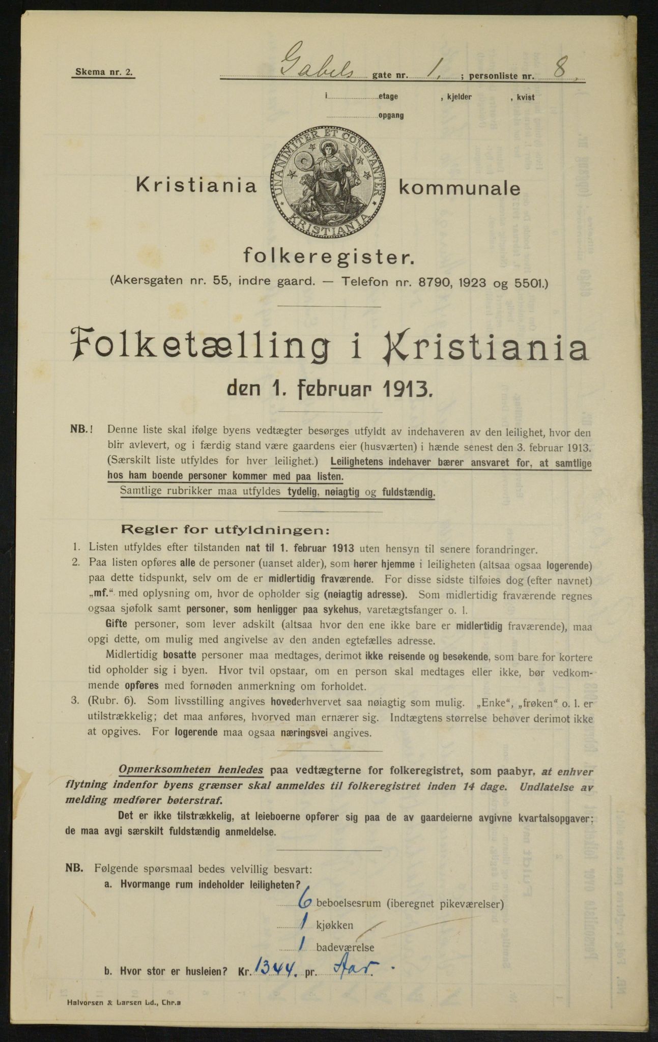 OBA, Municipal Census 1913 for Kristiania, 1913, p. 28608