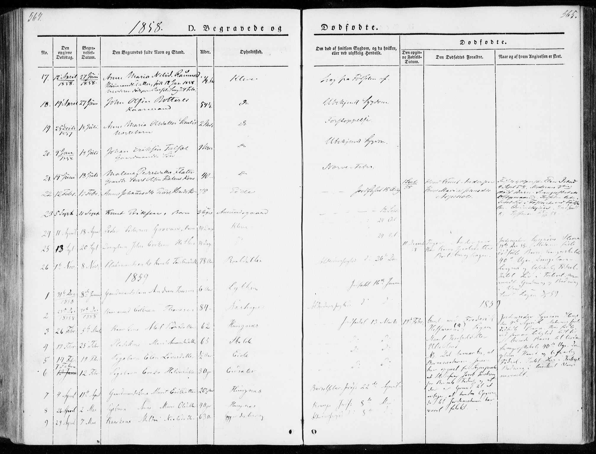 Ministerialprotokoller, klokkerbøker og fødselsregistre - Møre og Romsdal, SAT/A-1454/557/L0680: Parish register (official) no. 557A02, 1843-1869, p. 564-565
