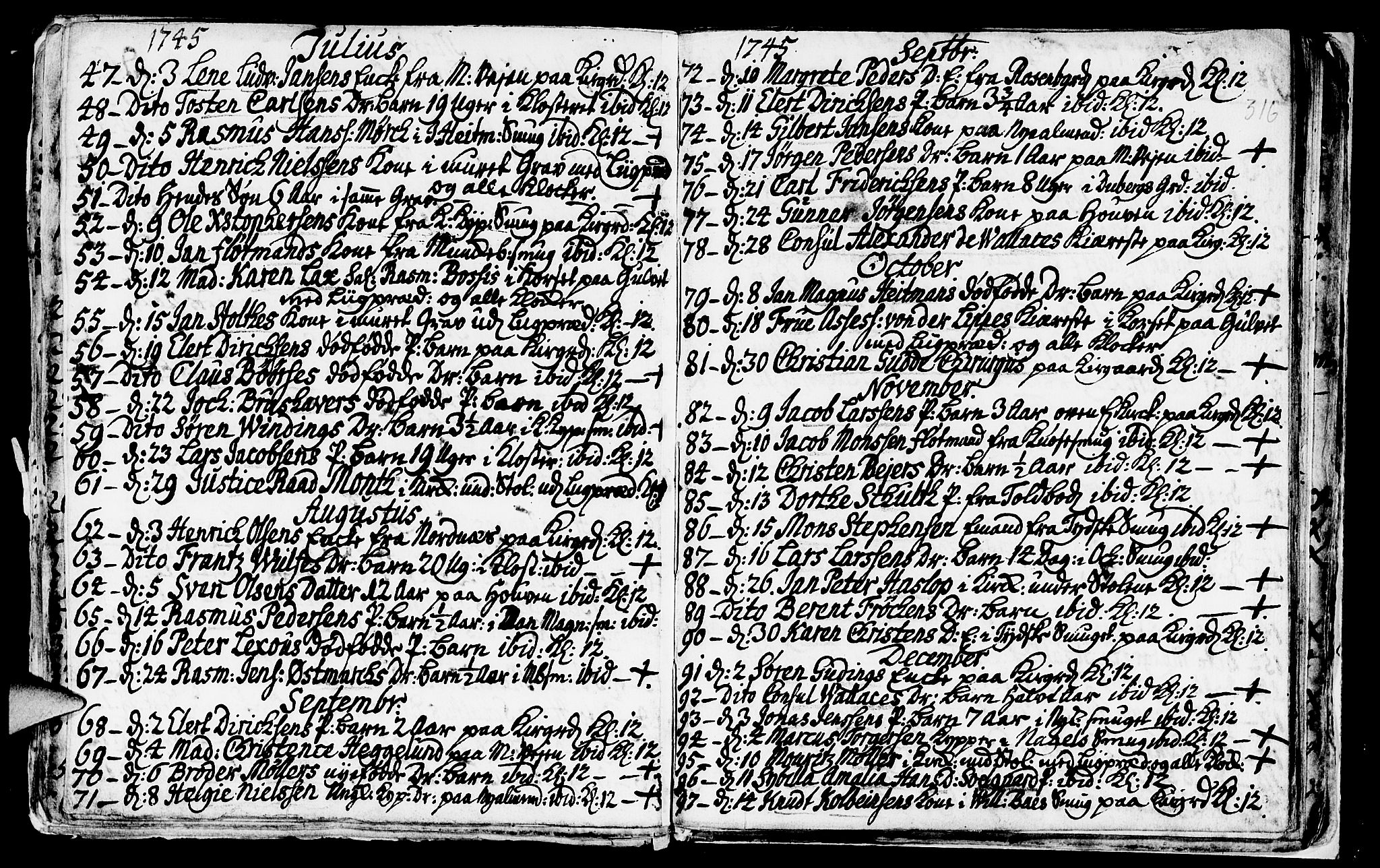Nykirken Sokneprestembete, SAB/A-77101/H/Haa/L0009: Parish register (official) no. A 9, 1689-1759, p. 316