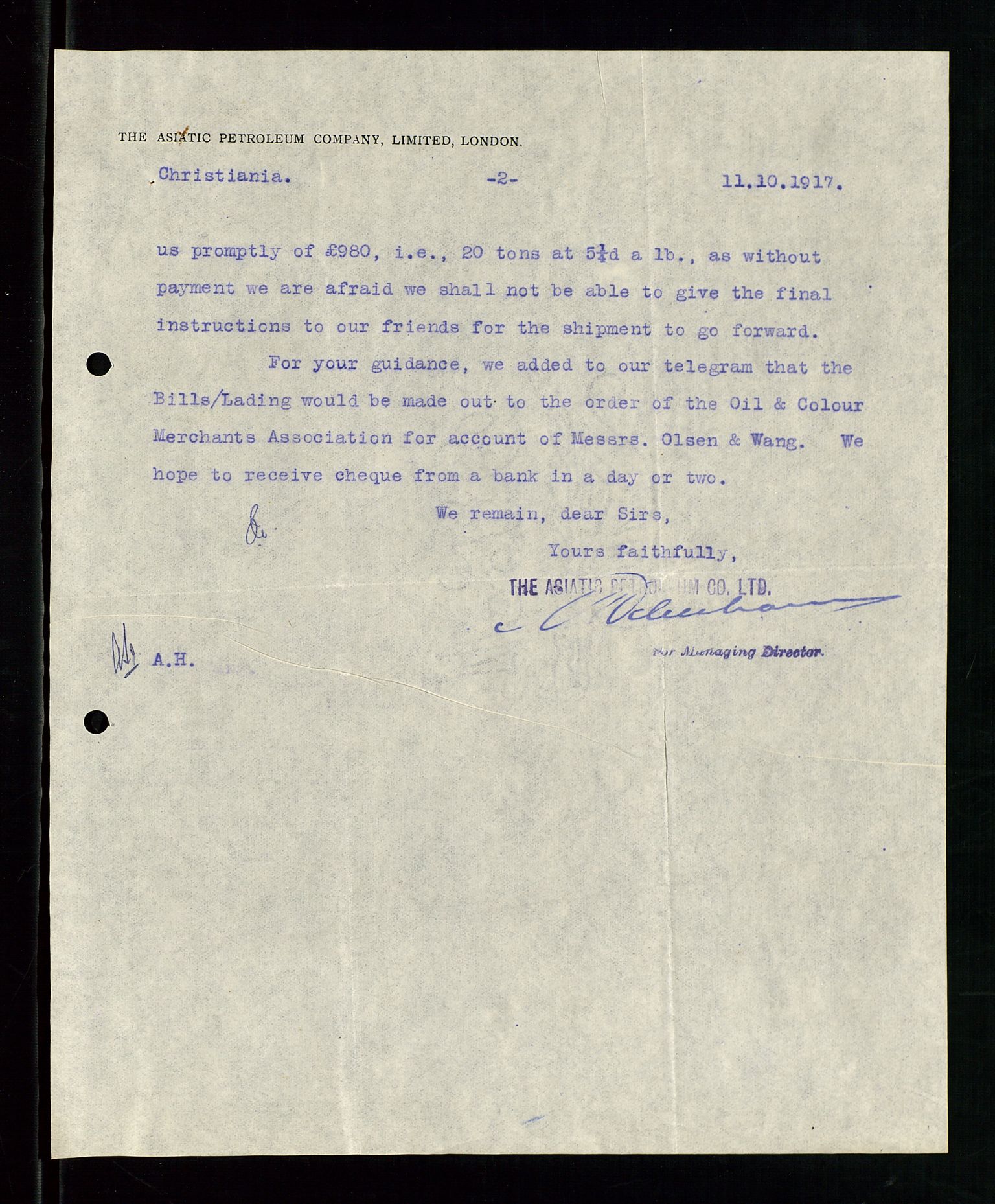 Pa 1521 - A/S Norske Shell, AV/SAST-A-101915/E/Ea/Eaa/L0001: Sjefskorrespondanse, 1917, p. 562