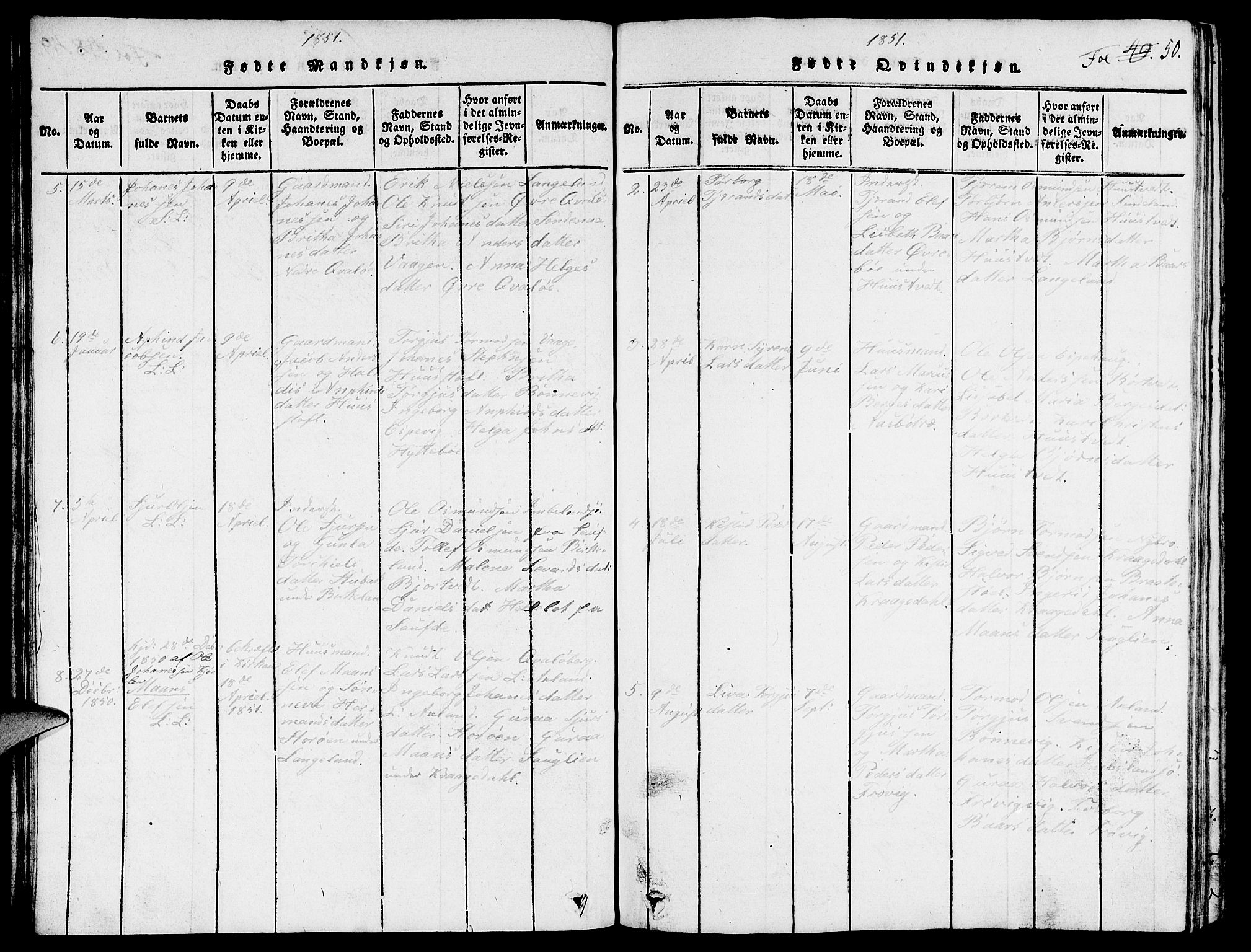 Vikedal sokneprestkontor, SAST/A-101840/01/V: Parish register (copy) no. B 3, 1816-1867, p. 50
