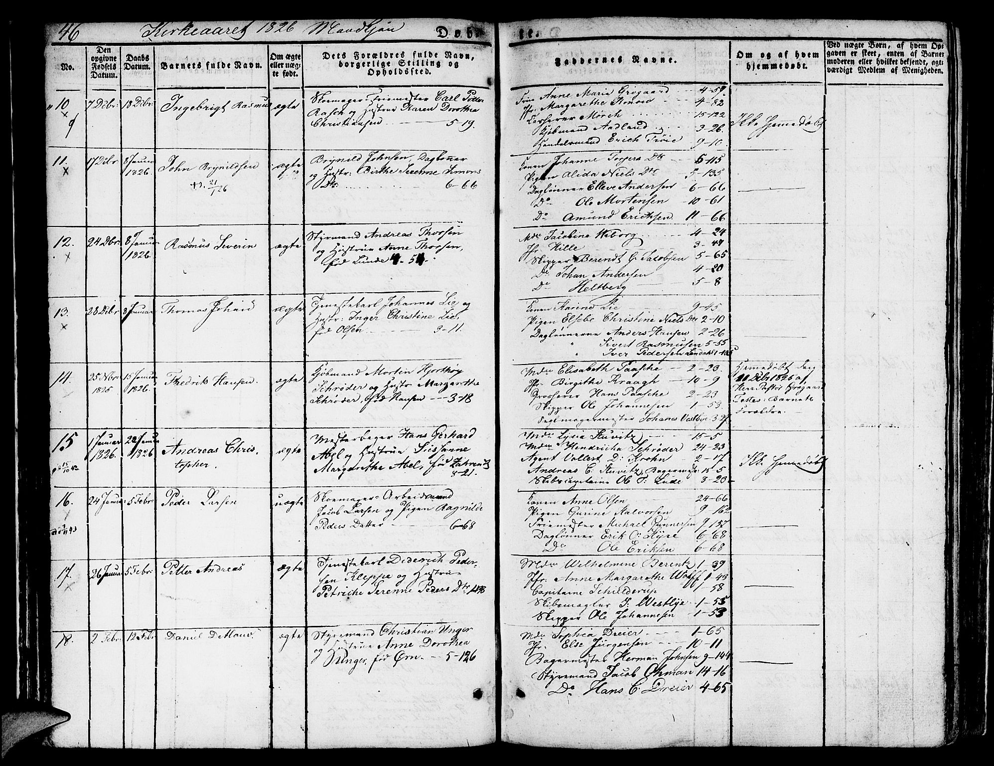 Nykirken Sokneprestembete, SAB/A-77101/H/Hab: Parish register (copy) no. A 5I, 1821-1841, p. 46