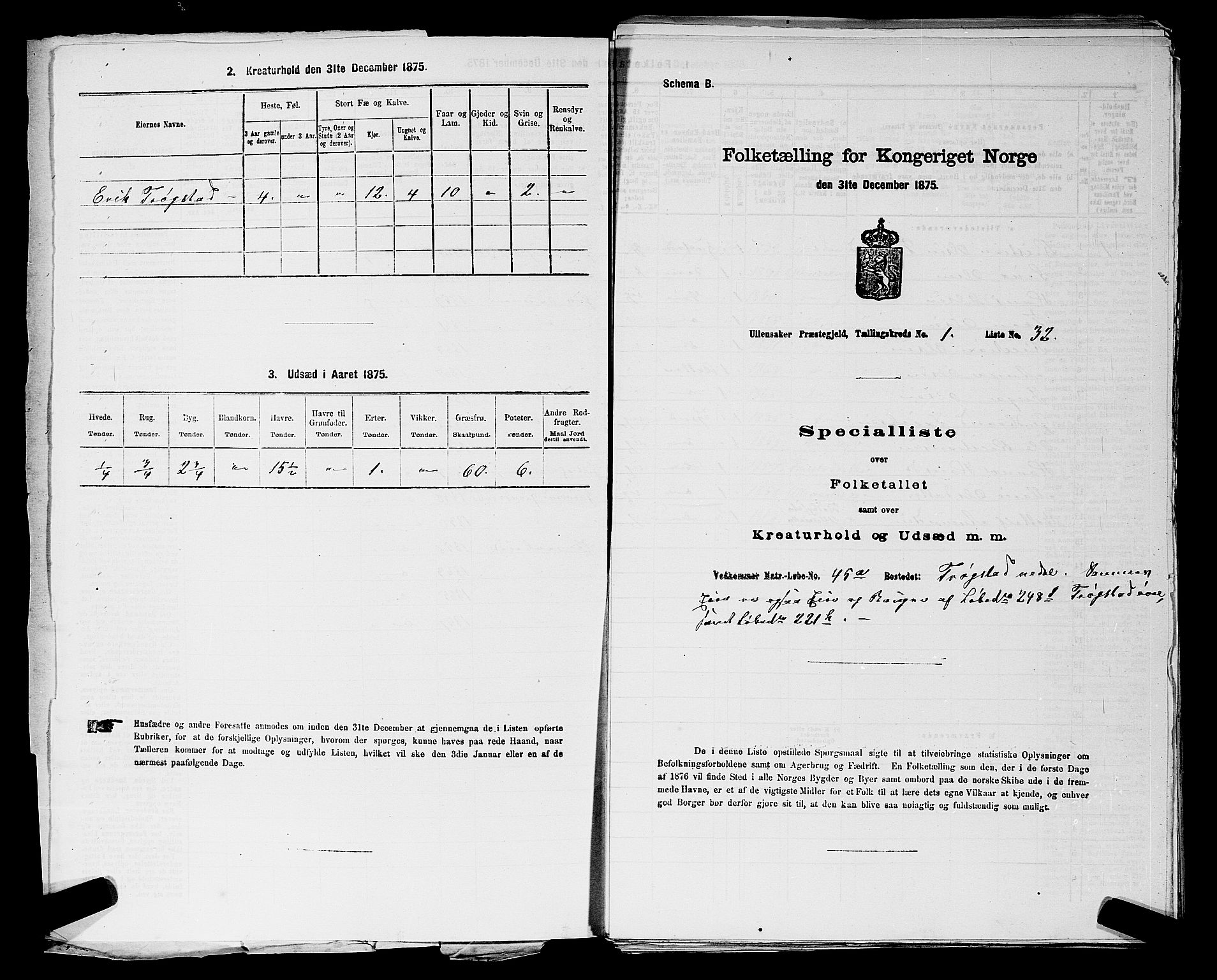 RA, 1875 census for 0235P Ullensaker, 1875, p. 53