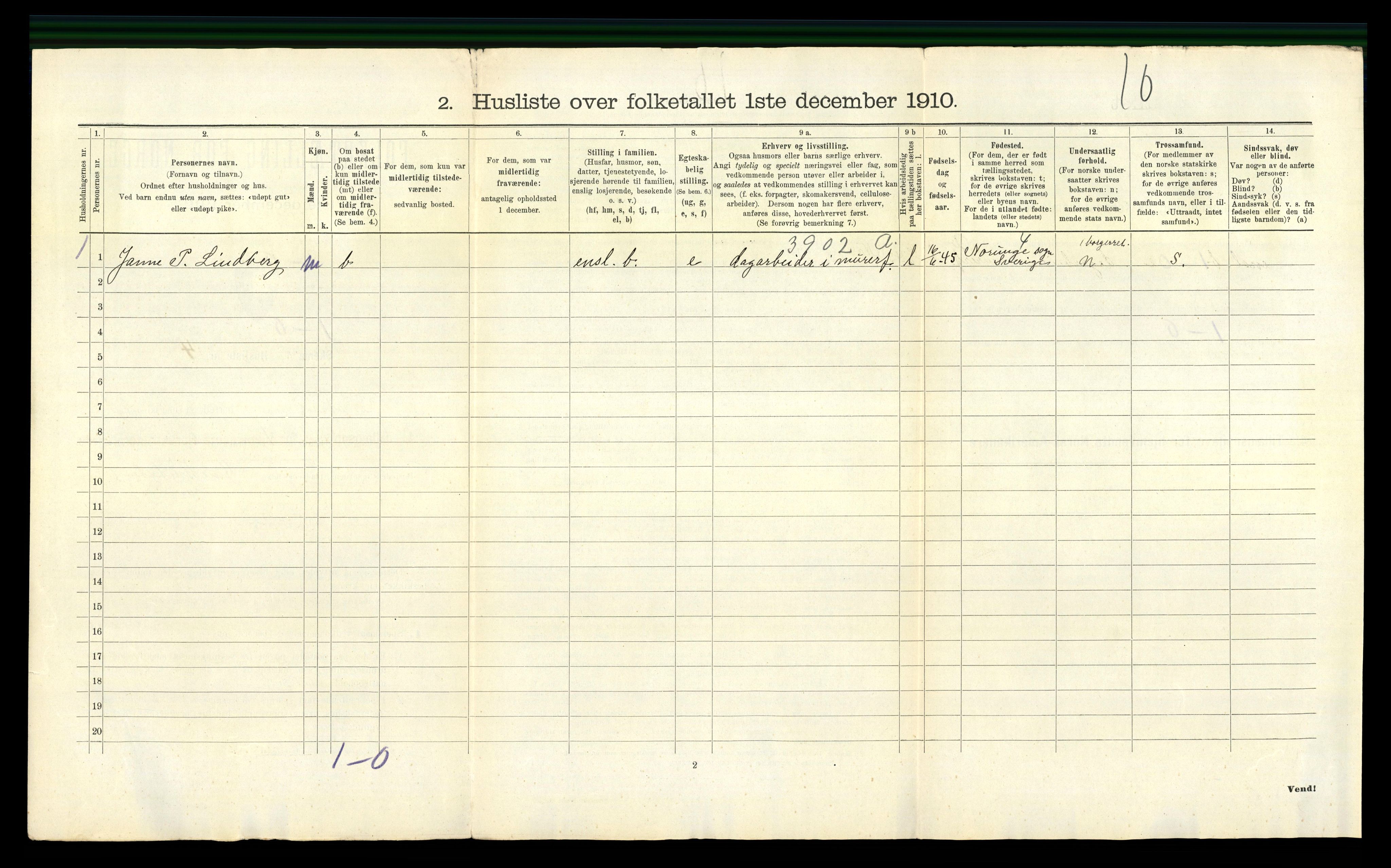 RA, 1910 census for Botne, 1910, p. 33
