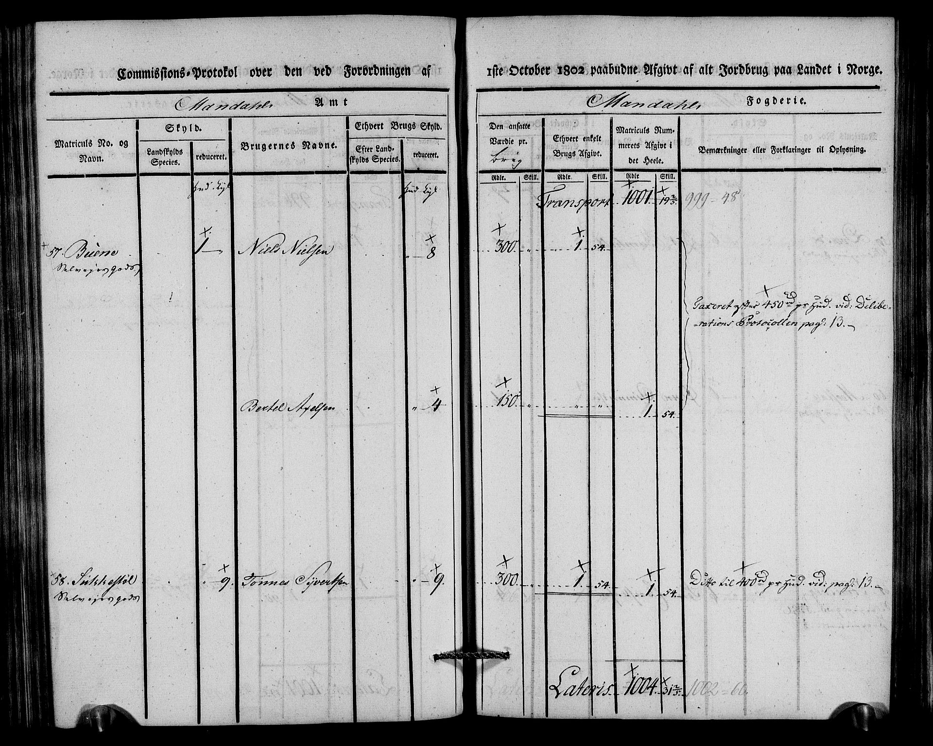 Rentekammeret inntil 1814, Realistisk ordnet avdeling, AV/RA-EA-4070/N/Ne/Nea/L0088: Mandal fogderi. Kommisjonsprotokoll "Nr. 2", for Søgne, Greipstad, Hægeland, Øvrebø, Oddernes, Tveit og Vennesla sogn, 1803, p. 220