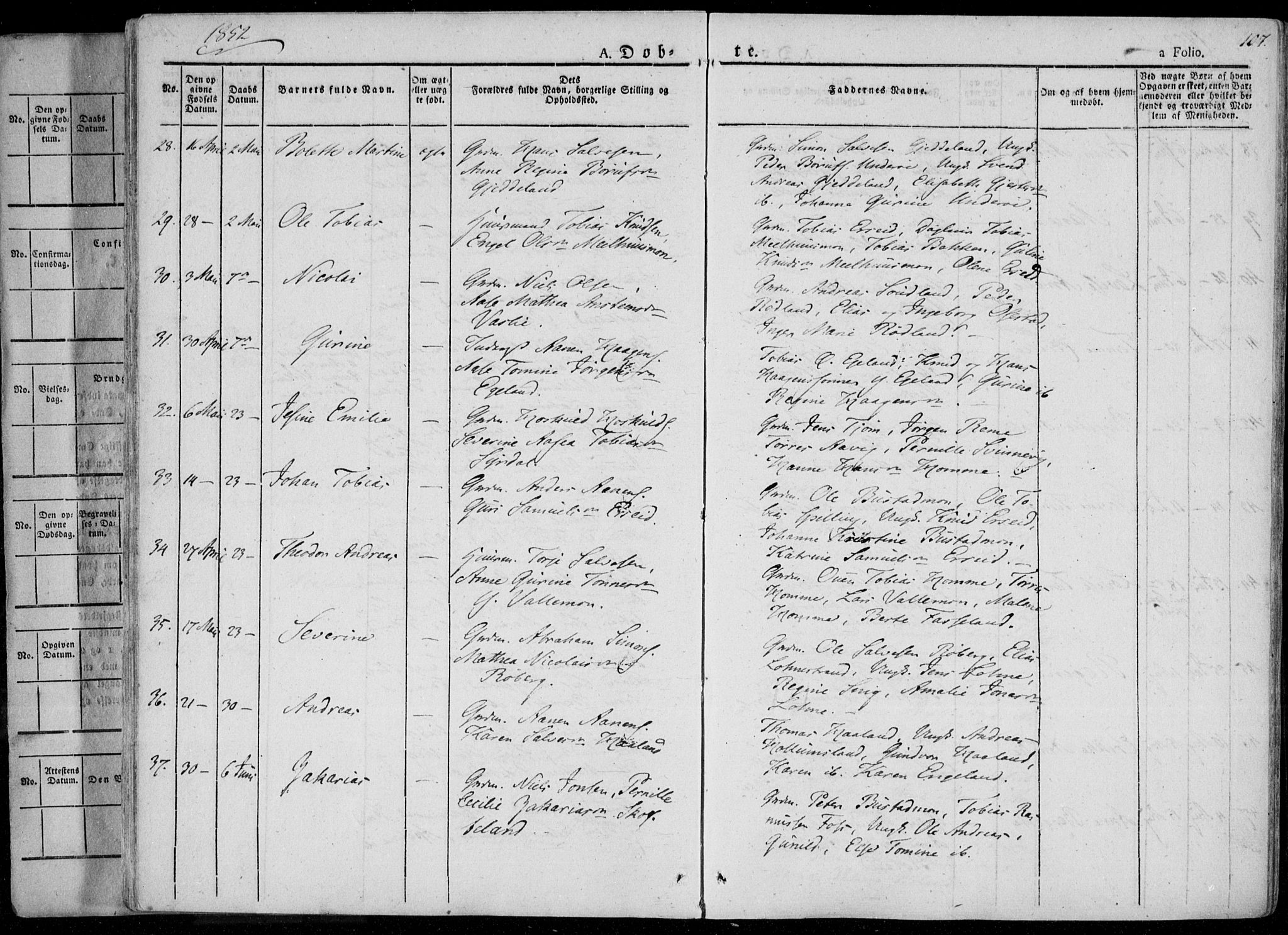 Sør-Audnedal sokneprestkontor, SAK/1111-0039/F/Fa/Fab/L0006: Parish register (official) no. A 6, 1829-1855, p. 107