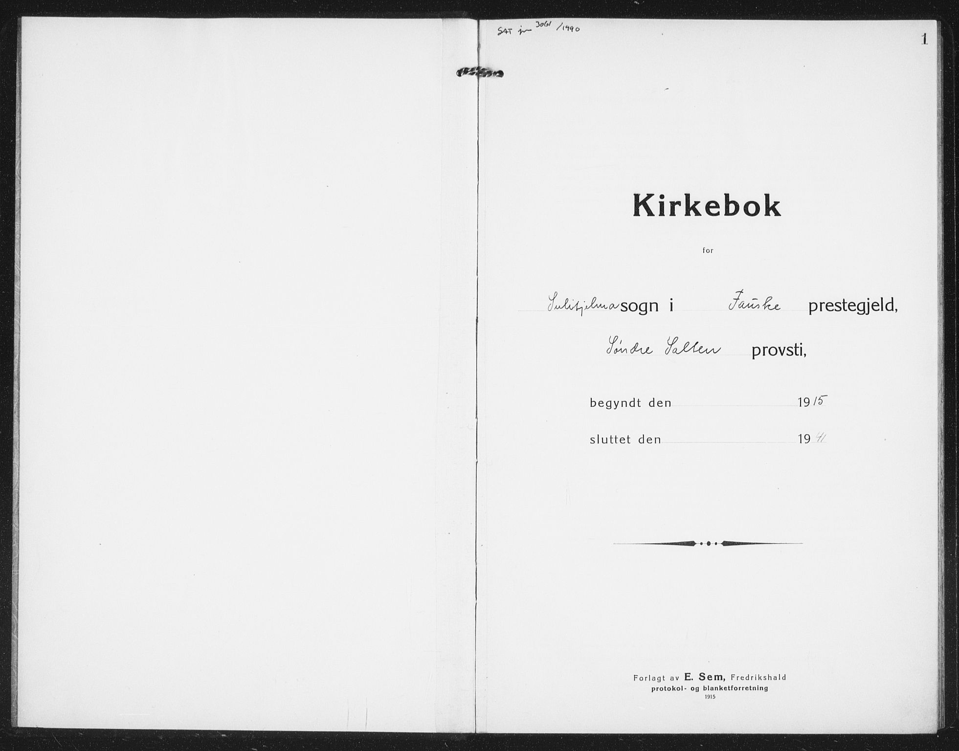 Ministerialprotokoller, klokkerbøker og fødselsregistre - Nordland, SAT/A-1459/850/L0717: Parish register (copy) no. 850C01, 1915-1941, p. 1