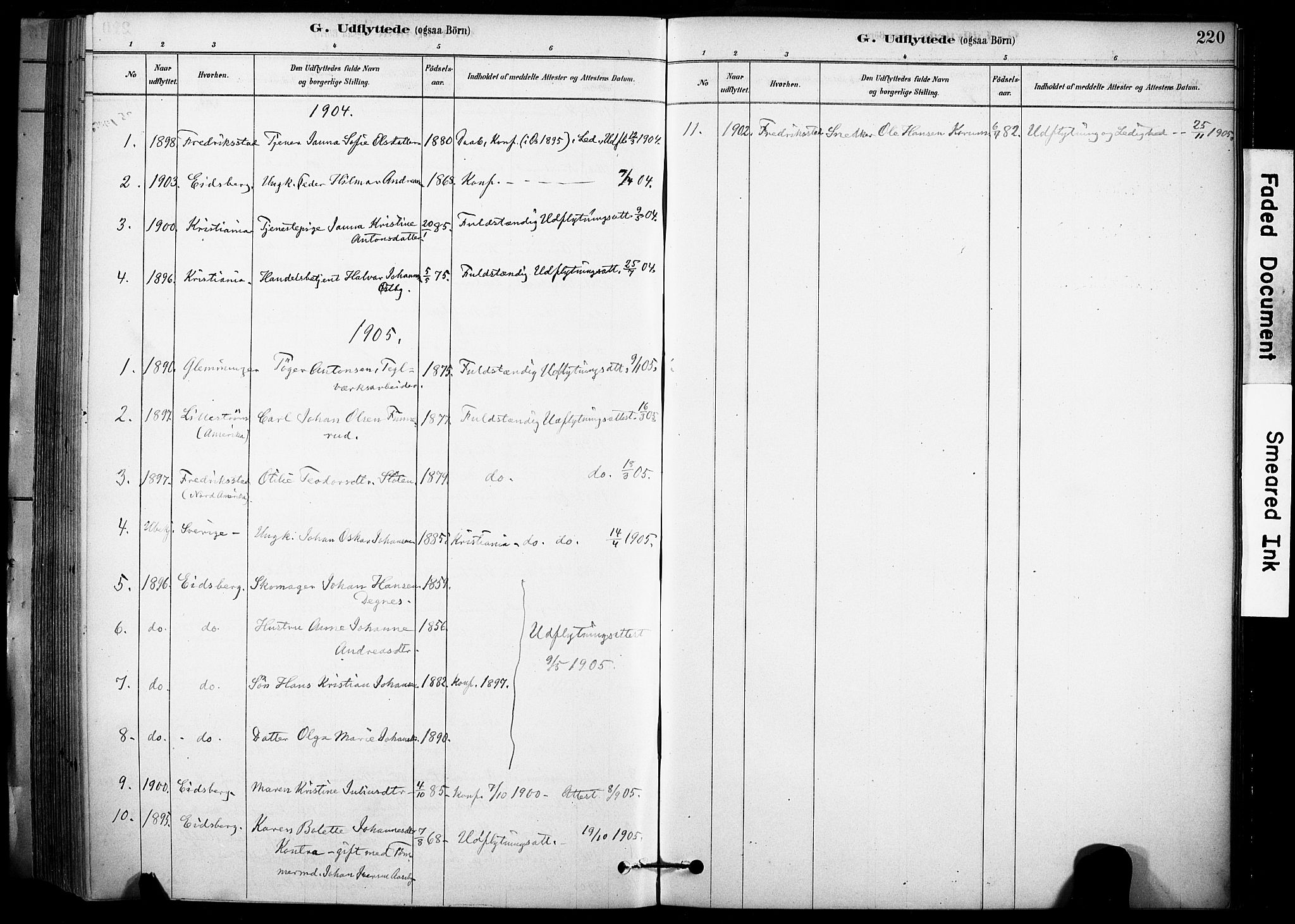 Rakkestad prestekontor Kirkebøker, AV/SAO-A-2008/F/Fc/L0001: Parish register (official) no. III 1, 1878-1905, p. 220