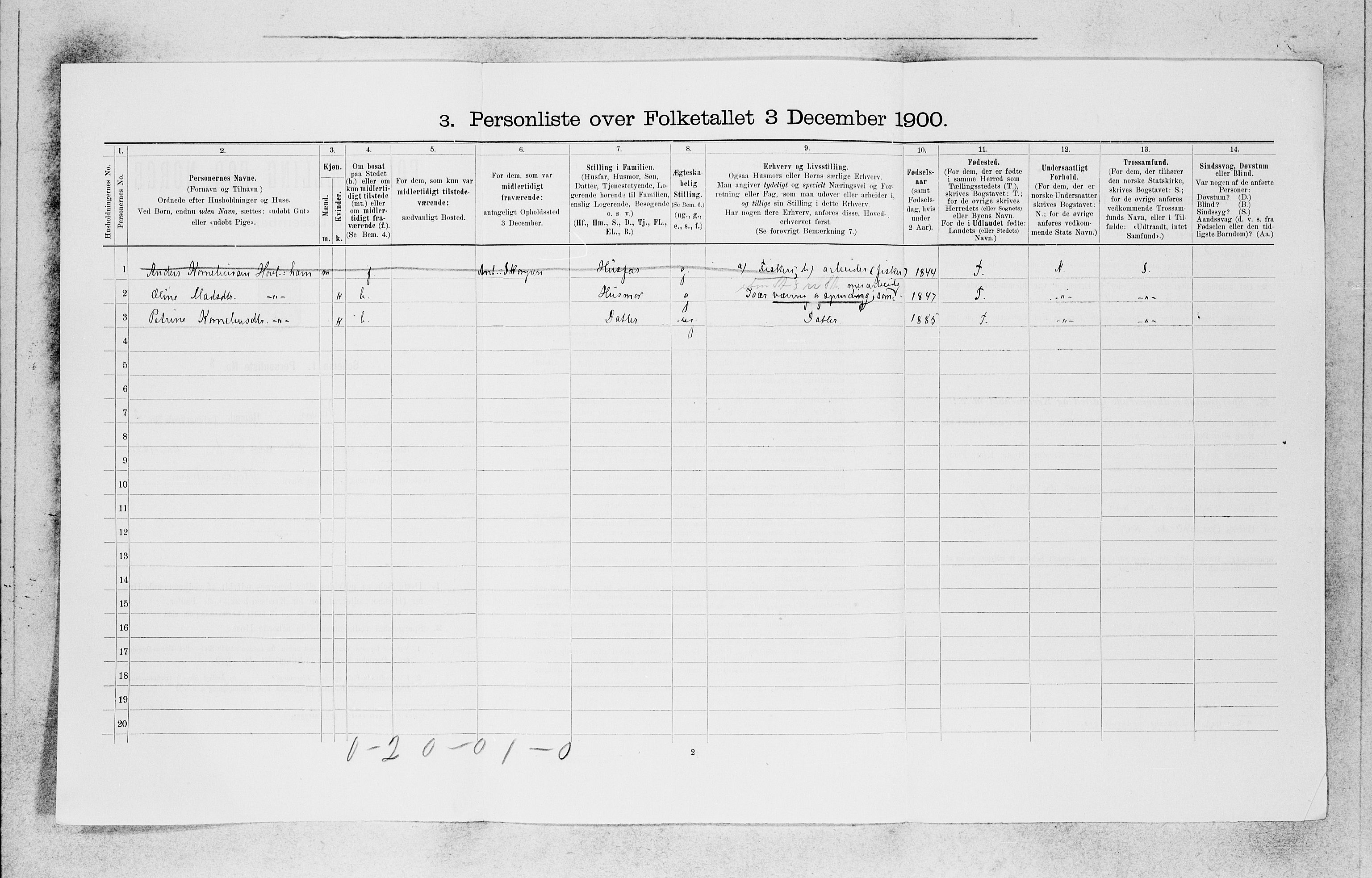 SAB, 1900 census for Kinn, 1900, p. 223