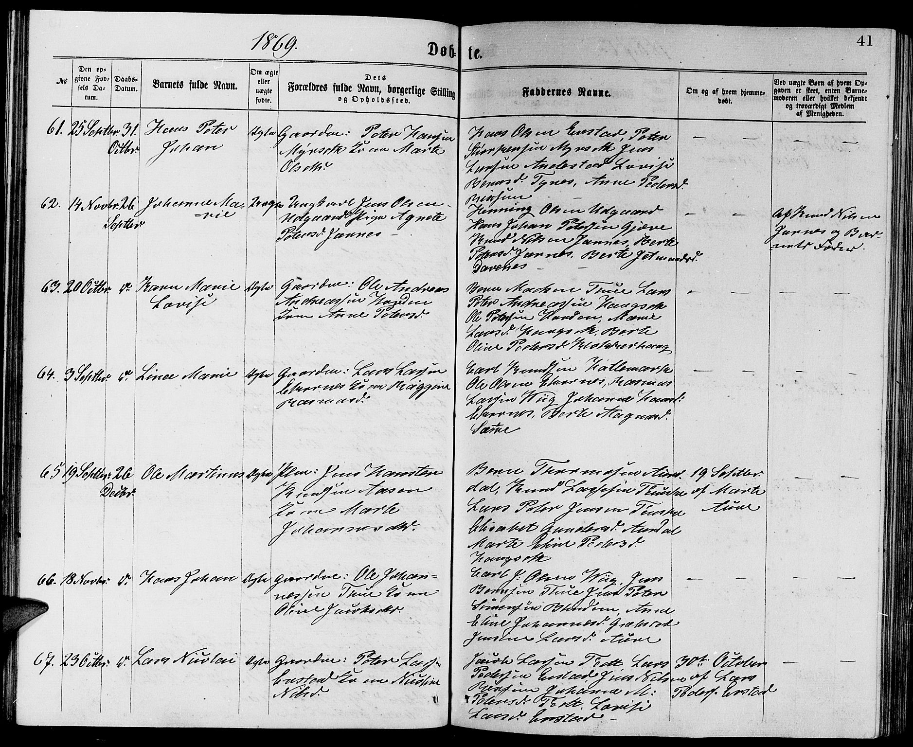 Ministerialprotokoller, klokkerbøker og fødselsregistre - Møre og Romsdal, AV/SAT-A-1454/523/L0338: Parish register (copy) no. 523C01, 1865-1877, p. 41