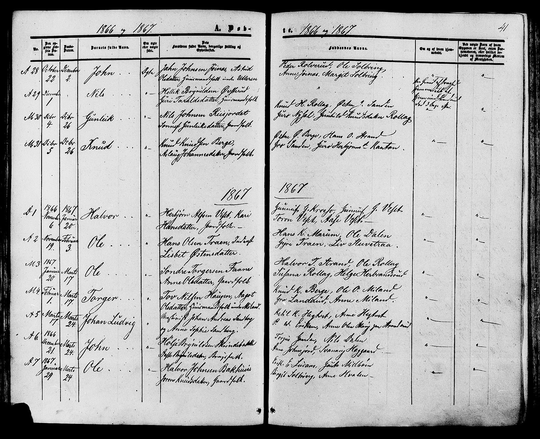 Tinn kirkebøker, SAKO/A-308/F/Fa/L0006: Parish register (official) no. I 6, 1857-1878, p. 41