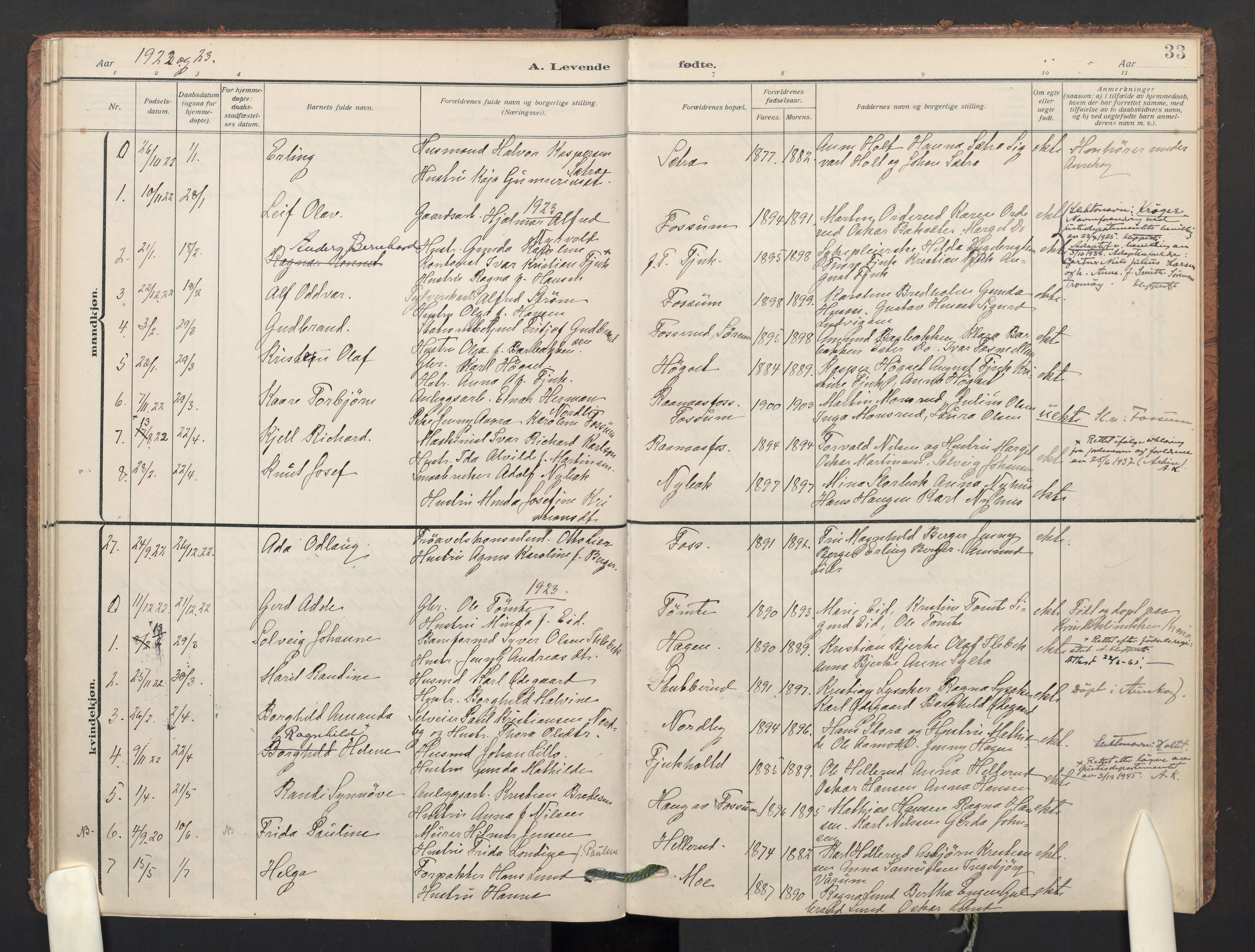 Aurskog prestekontor Kirkebøker, SAO/A-10304a/F/Fb: Parish register (official) no. II 4, 1912-1927, p. 33