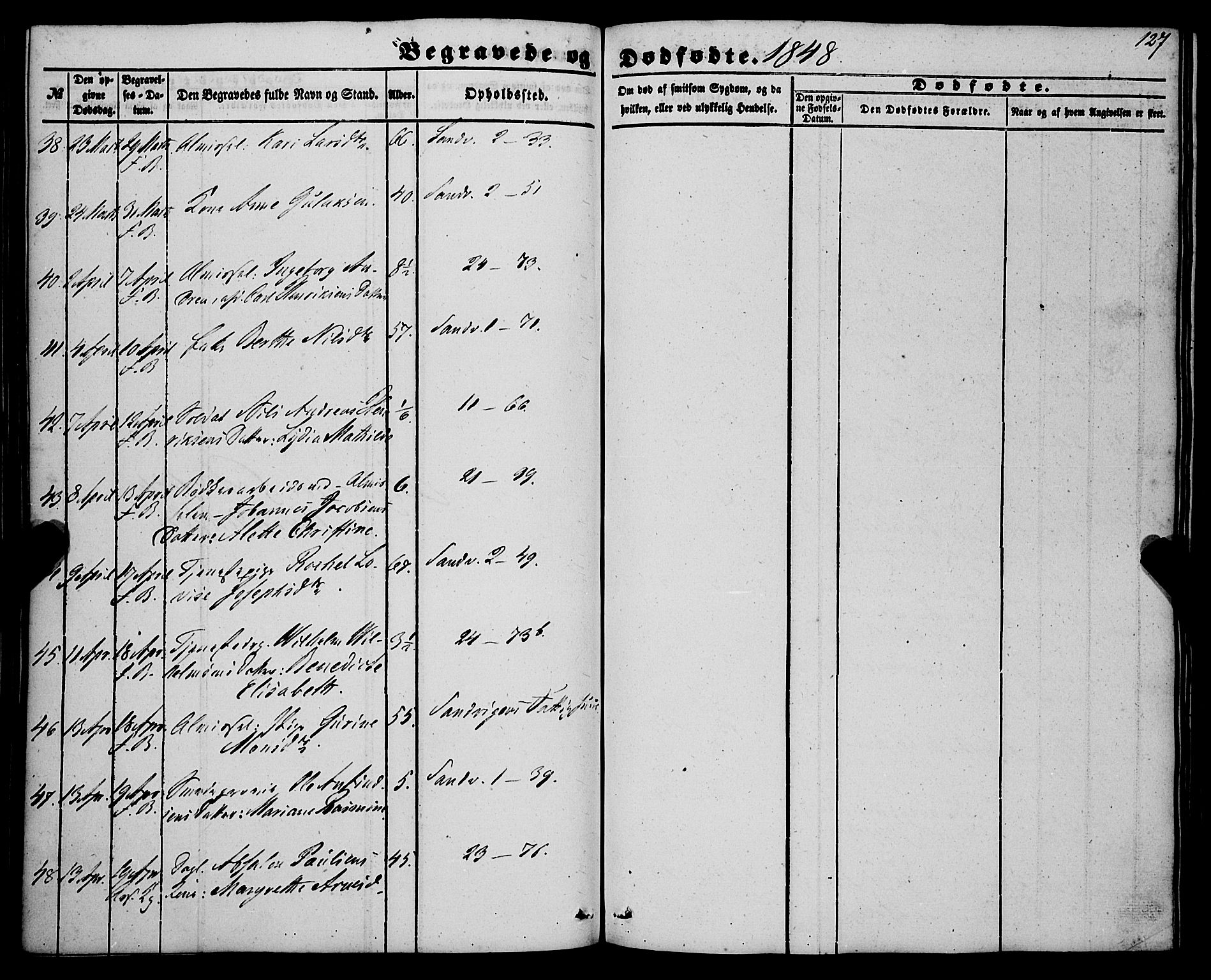 Korskirken sokneprestembete, SAB/A-76101/H/Haa: Parish register (official) no. E 2, 1848-1862, p. 127