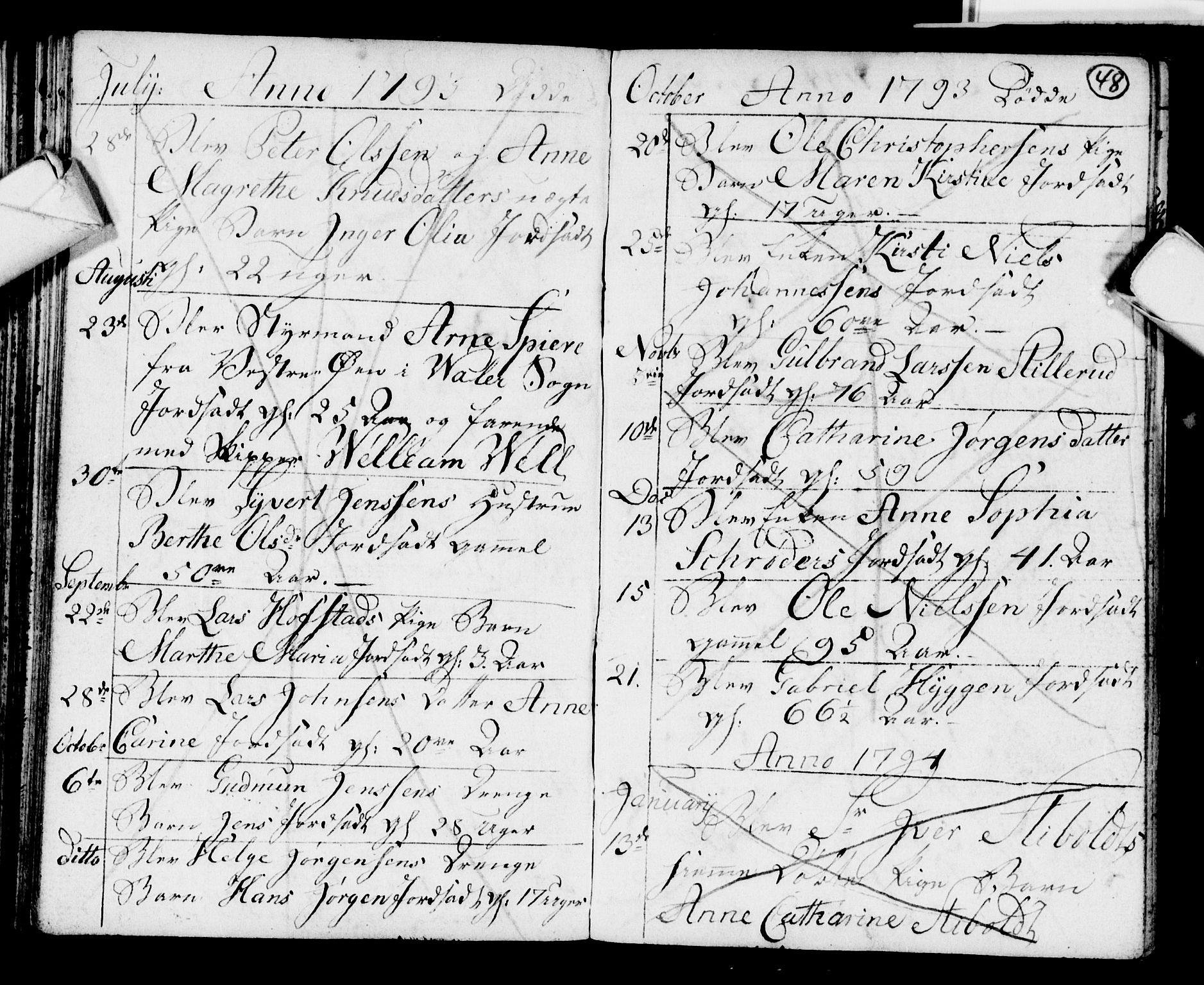 Strømsø kirkebøker, AV/SAKO-A-246/F/Fb/L0003: Parish register (official) no. II 3, 1793-1799, p. 48