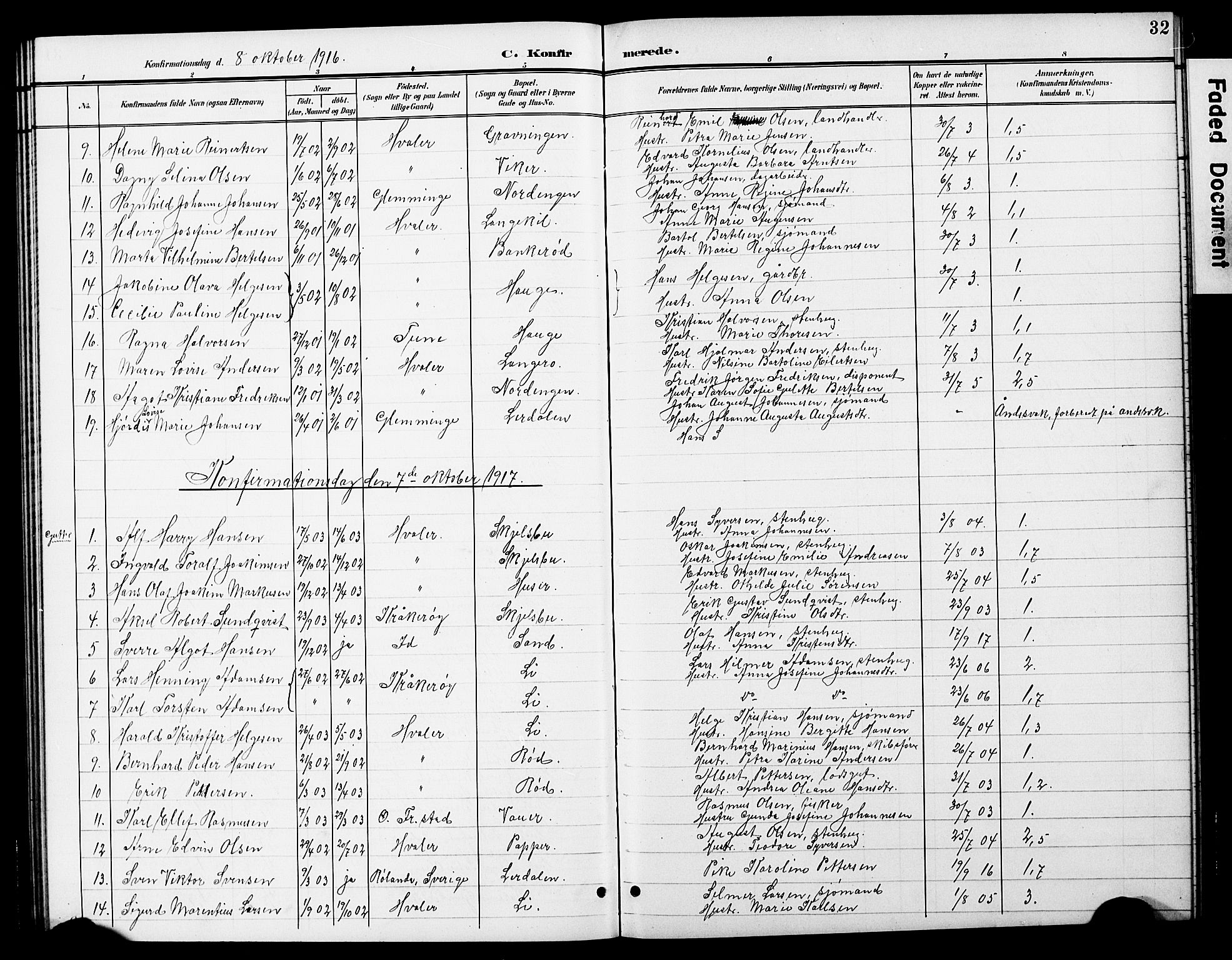 Hvaler prestekontor Kirkebøker, AV/SAO-A-2001/G/Gb/L0002: Parish register (copy) no. II 2, 1901-1928, p. 32