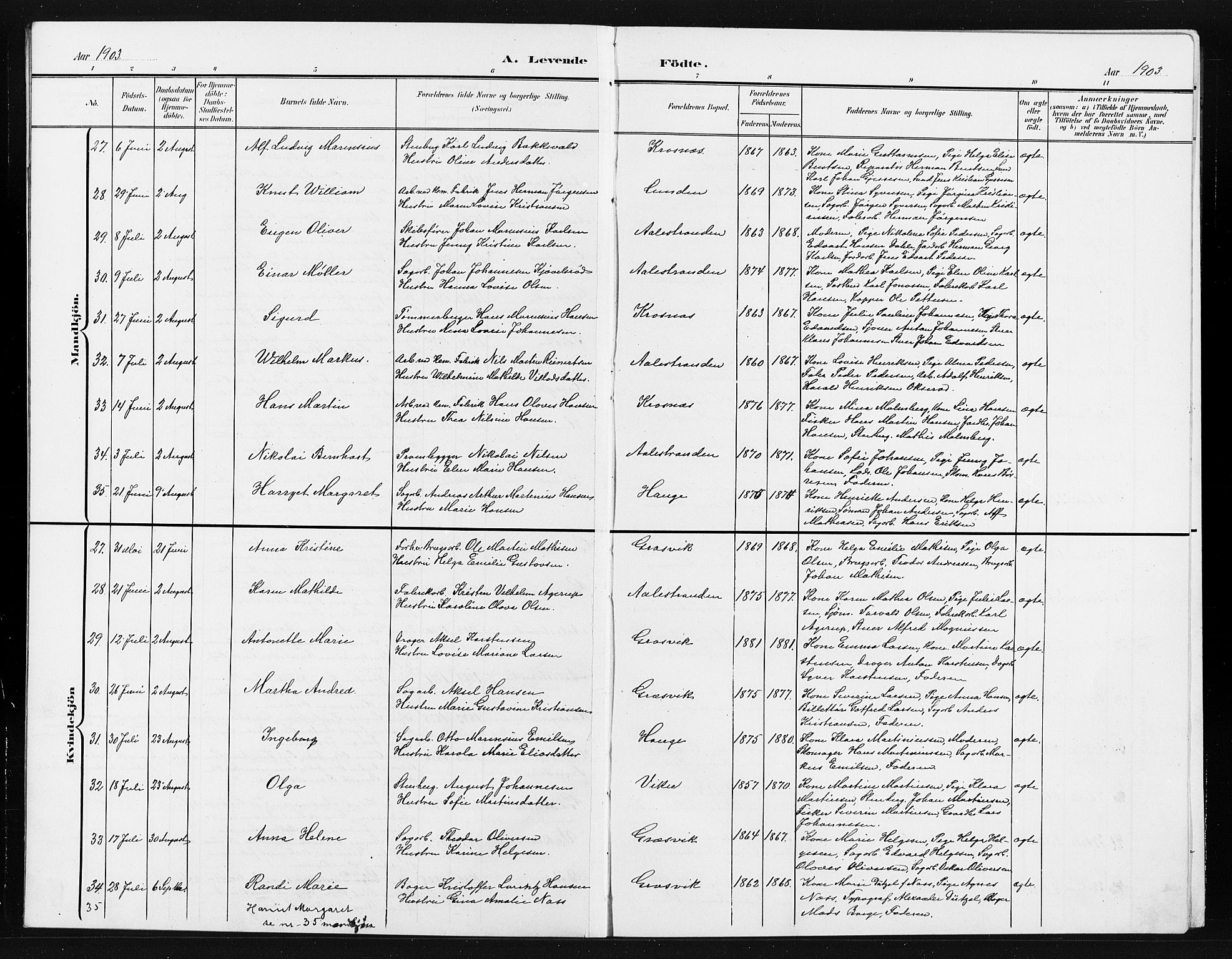 Onsøy prestekontor Kirkebøker, AV/SAO-A-10914/G/Gb/L0001: Parish register (copy) no. II 1, 1903-1911