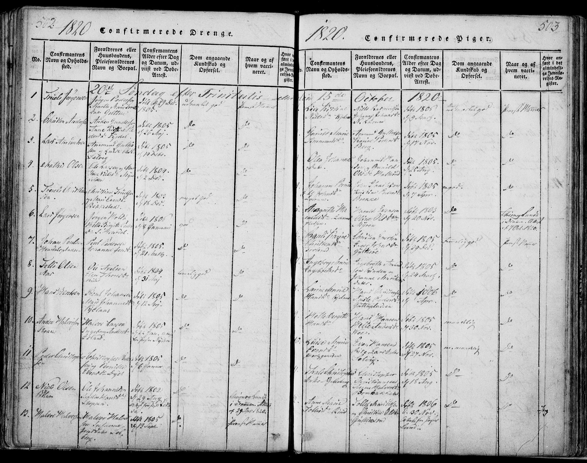 Sande Kirkebøker, SAKO/A-53/F/Fa/L0003: Parish register (official) no. 3, 1814-1847, p. 502-503