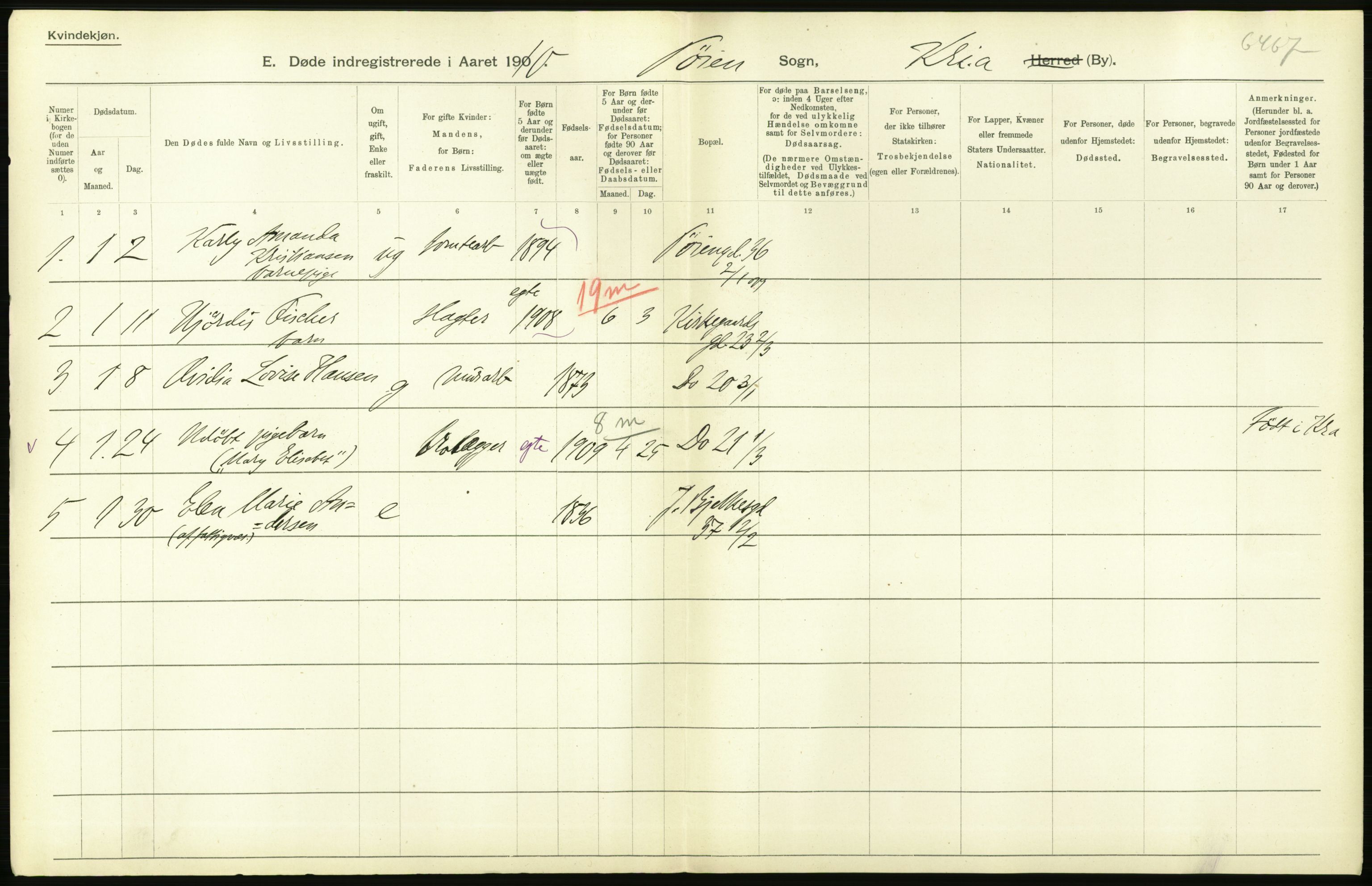 Statistisk sentralbyrå, Sosiodemografiske emner, Befolkning, RA/S-2228/D/Df/Dfa/Dfah/L0008: Kristiania: Døde, 1910, p. 60