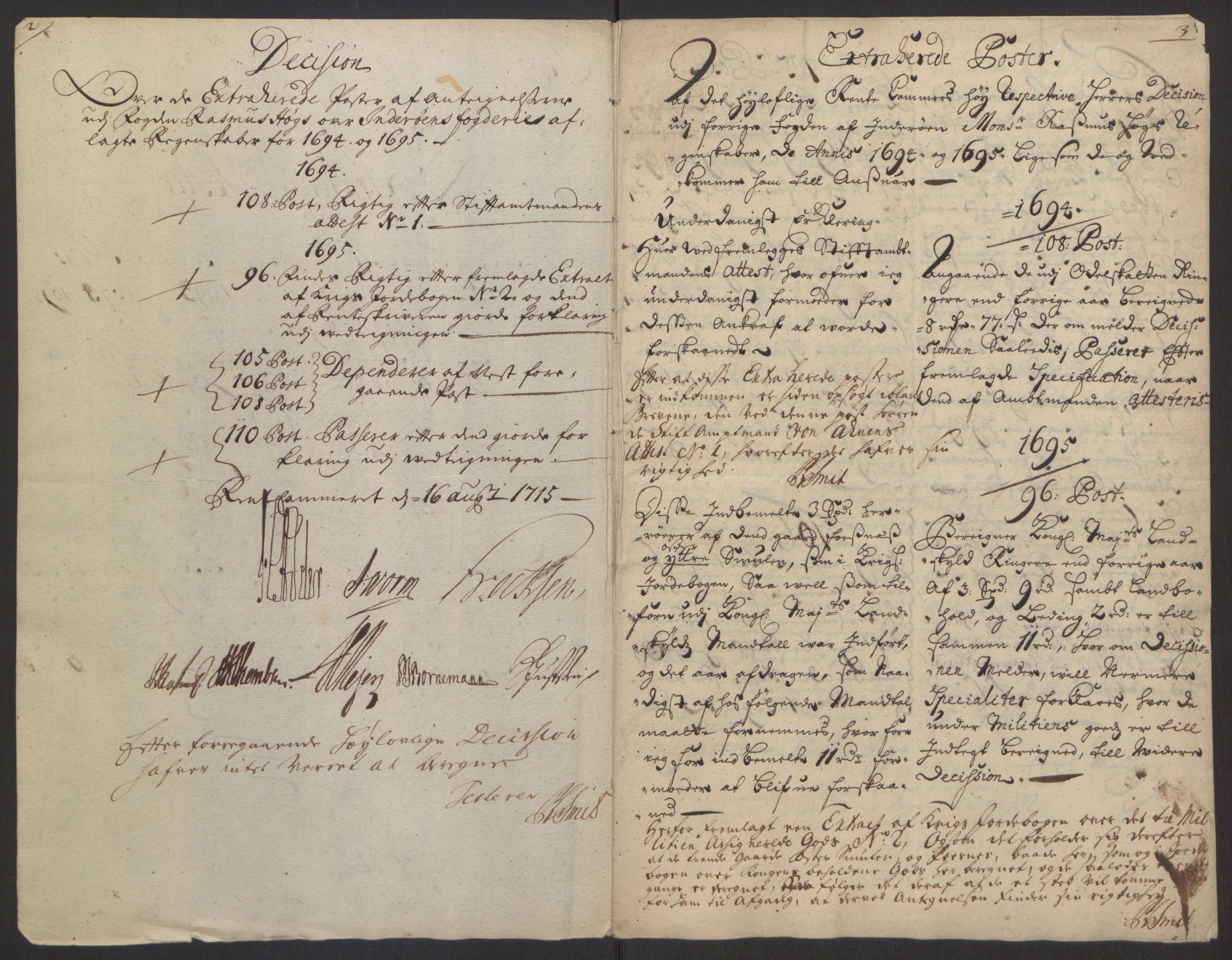 Rentekammeret inntil 1814, Reviderte regnskaper, Fogderegnskap, RA/EA-4092/R63/L4309: Fogderegnskap Inderøy, 1695-1697, p. 108